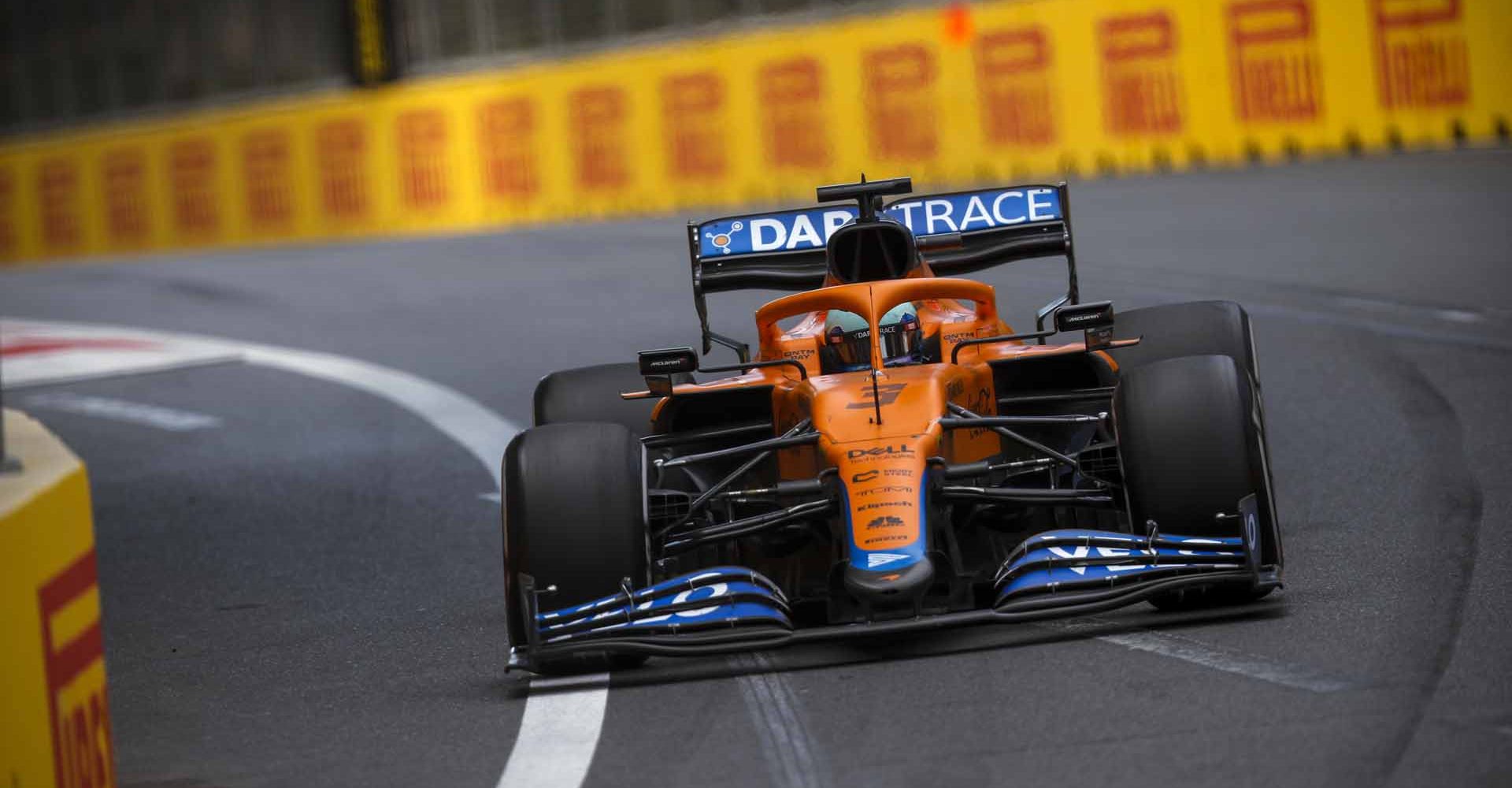 BAKU CITY CIRCUIT, AZERBAIJAN - JUNE 06: Daniel Ricciardo, McLaren MCL35M during the Azerbaijan GP at Baku City Circuit on Sunday June 06, 2021 in Baku, Azerbaijan. (Photo by Charles Coates / LAT Images)