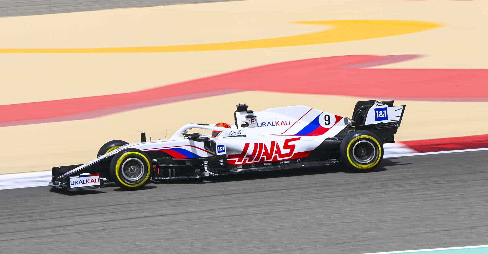 BAHRAIN INTERNATIONAL CIRCUIT, BAHRAIN - MARCH 13: Nikita Mazepin, Haas VF-21 during the Bahrain March testing at Bahrain International Circuit on Saturday March 13, 2021 in Sakhir, Bahrain. (Photo by Mark Sutton / Sutton Images)