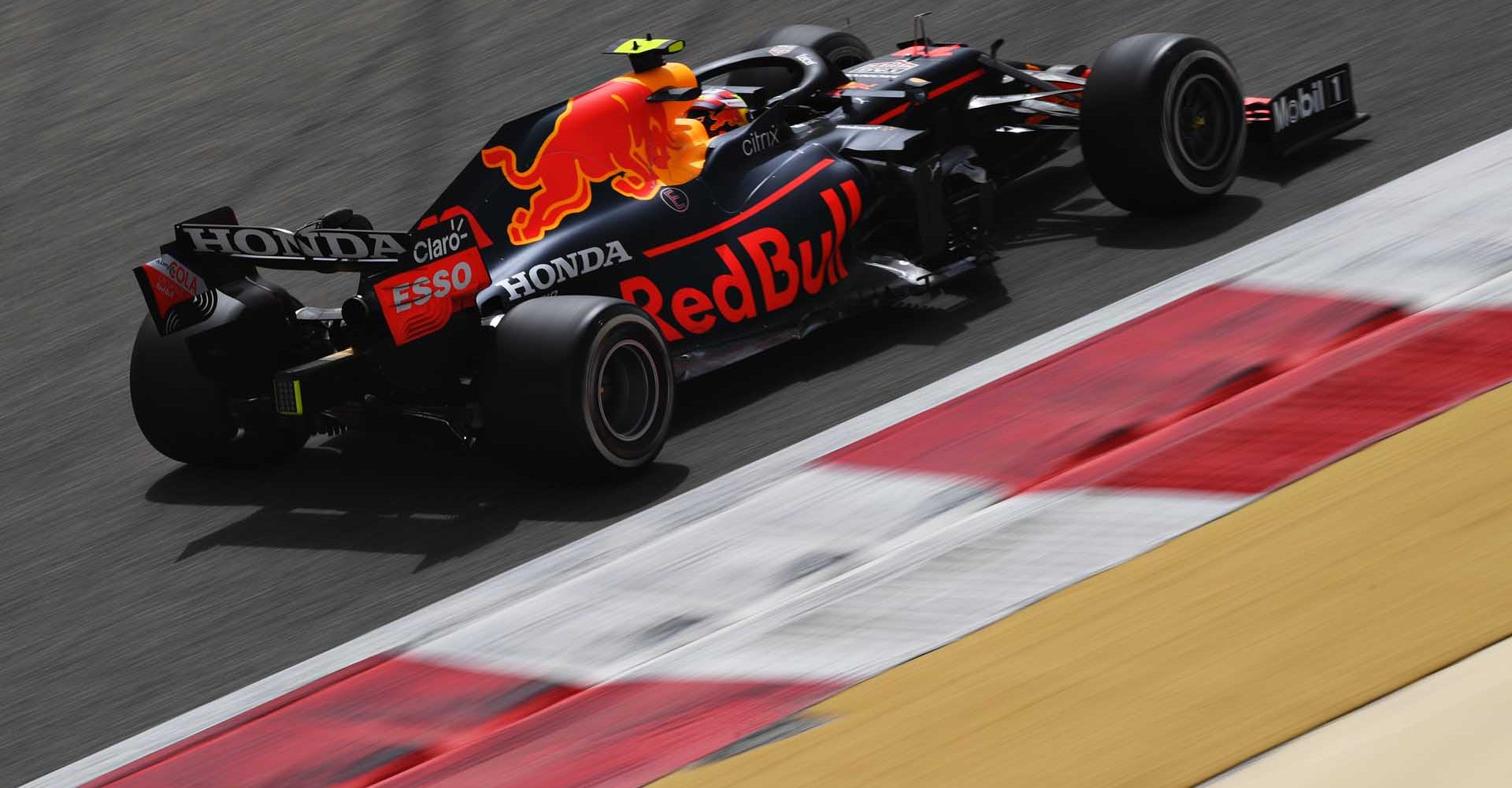 BAHRAIN, BAHRAIN - MARCH 13: Sergio Perez of Mexico driving the (11) Red Bull Racing RB16B Honda during Day Two of F1 Testing at Bahrain International Circuit on March 13, 2021 in Bahrain, Bahrain. (Photo by Clive Mason/Getty Images) // Getty Images / Red Bull Content Pool  // SI202103130047 // Usage for editorial use only //