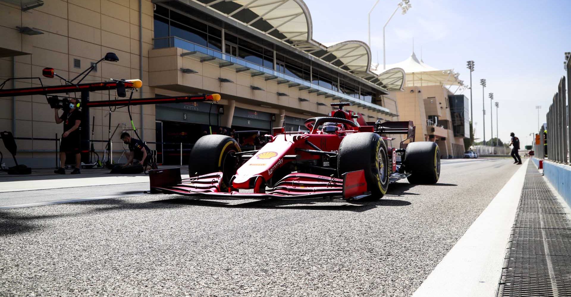 BAHRAIN INTERNATIONAL CIRCUIT, BAHRAIN - MARCH 14: Charles Leclerc, Ferrari SF21 during the Bahrain March testing at Bahrain International Circuit on Sunday March 14, 2021 in Sakhir, Bahrain. (Photo by Steven Tee / LAT Images)