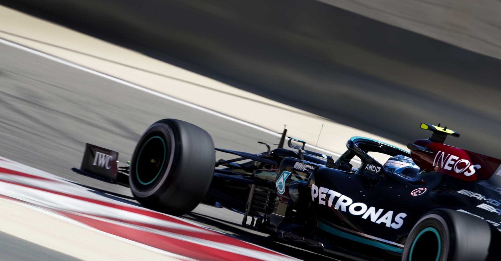 BAHRAIN INTERNATIONAL CIRCUIT, BAHRAIN - MARCH 14: Valtteri Bottas, Mercedes W12 during the Bahrain March testing at Bahrain International Circuit on Sunday March 14, 2021 in Sakhir, Bahrain. (Photo by Zak Mauger / LAT Images)