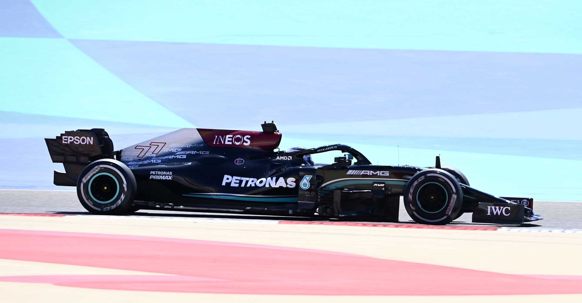 BAHRAIN INTERNATIONAL CIRCUIT, BAHRAIN - MARCH 14: Valtteri Bottas, Mercedes W12 during the Bahrain March testing at Bahrain International Circuit on Sunday March 14, 2021 in Sakhir, Bahrain. (Photo by Mark Sutton / LAT Images)