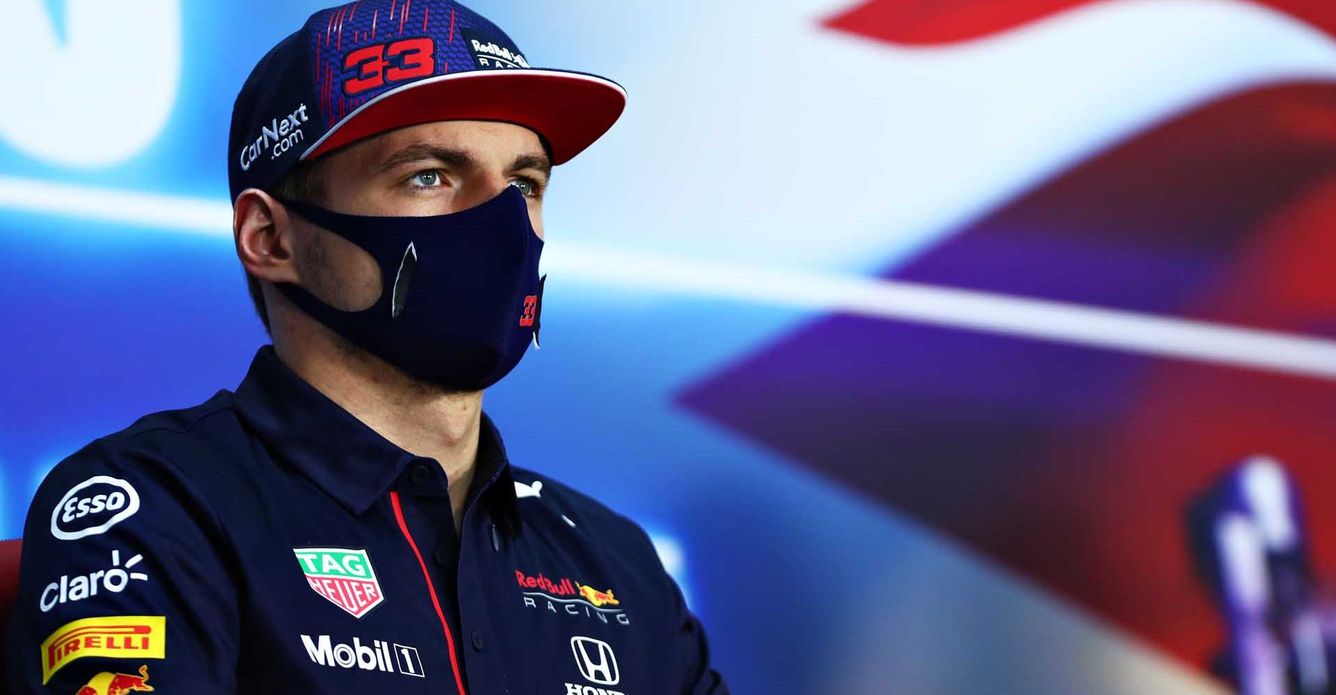 BAHRAIN, BAHRAIN - MARCH 14: Max Verstappen of Netherlands and Red Bull Racing talks in a press conference during Day Three of F1 Testing at Bahrain International Circuit on March 14, 2021 in Bahrain, Bahrain. (Photo by Dan Istitene/Getty Images) // Getty Images / Red Bull Content Pool  // SI202103140132 // Usage for editorial use only //