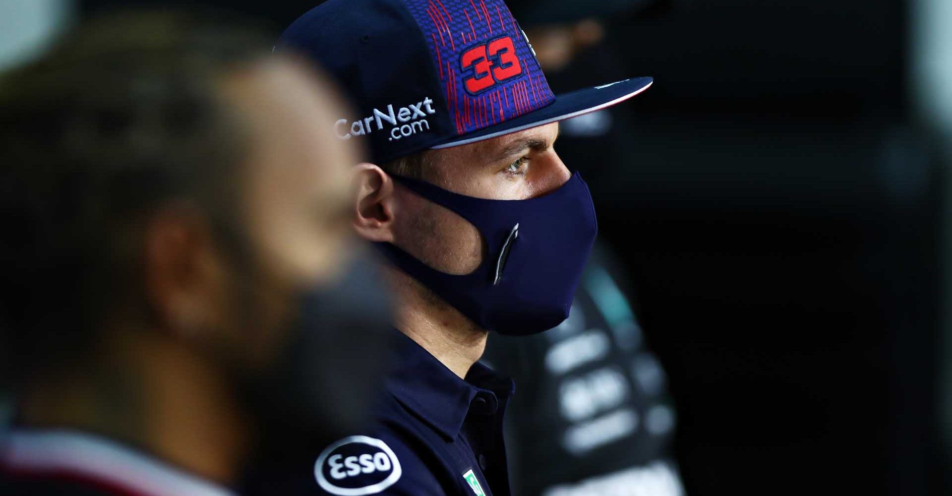 BAHRAIN, BAHRAIN - MARCH 14: Max Verstappen of Netherlands and Red Bull Racing talks in a press conference during Day Three of F1 Testing at Bahrain International Circuit on March 14, 2021 in Bahrain, Bahrain. (Photo by Dan Istitene/Getty Images) // Getty Images / Red Bull Content Pool  // SI202103140134 // Usage for editorial use only //