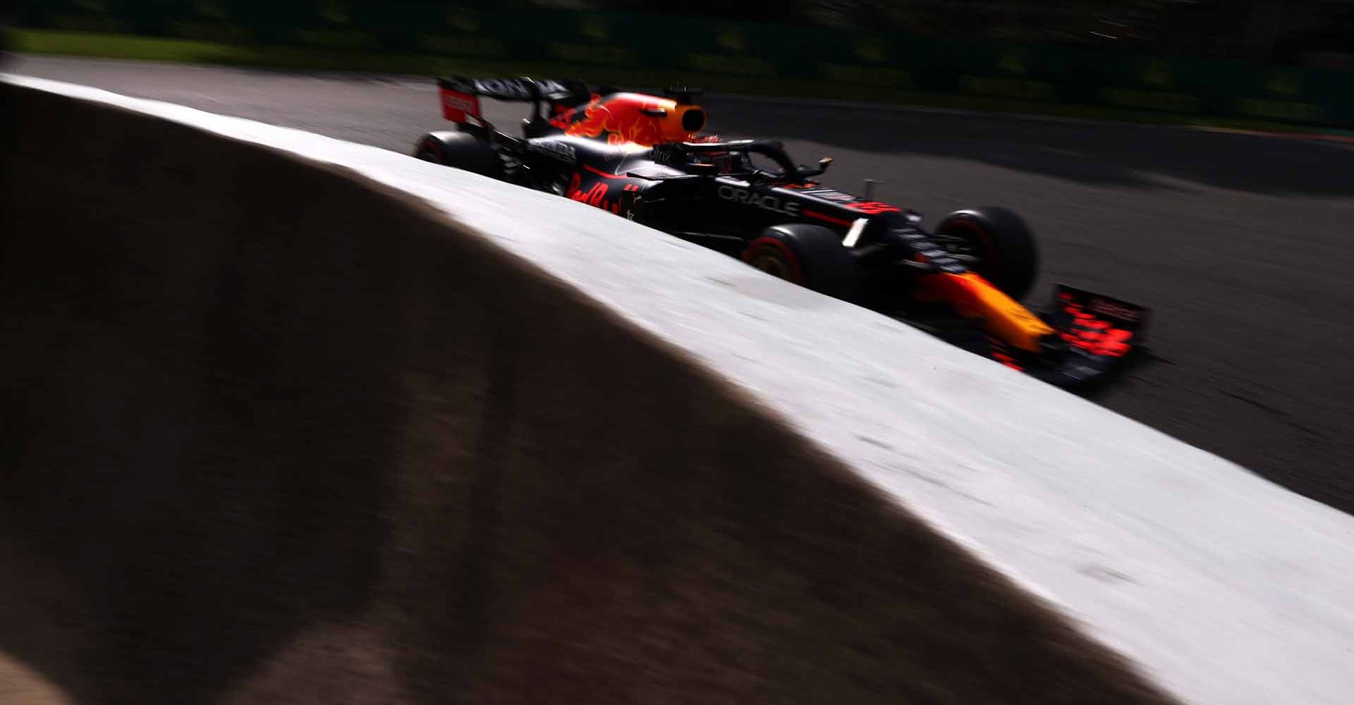 SPA, BELGIUM - AUGUST 27: Max Verstappen of the Netherlands driving the (33) Red Bull Racing RB16B Honda during practice ahead of the F1 Grand Prix of Belgium at Circuit de Spa-Francorchamps on August 27, 2021 in Spa, Belgium. (Photo by Lars Baron/Getty Images)