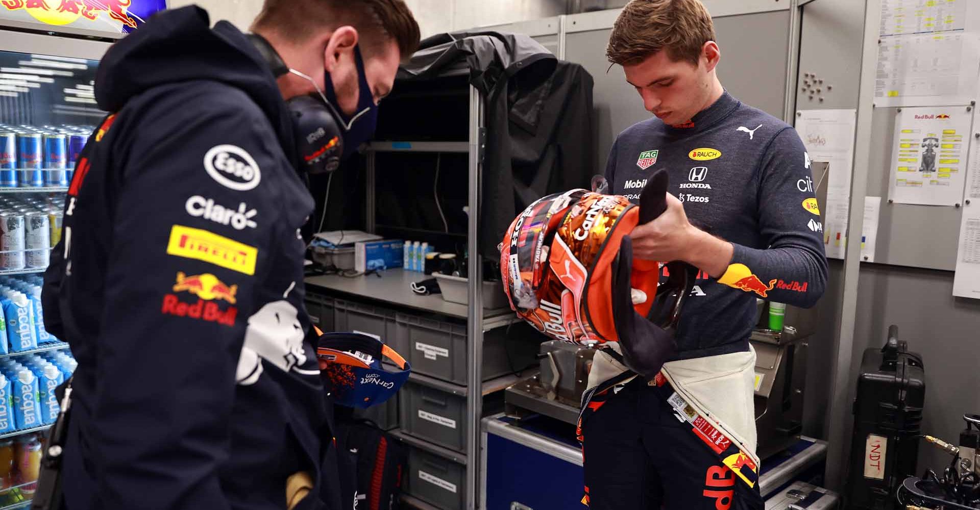 SPA, BELGIUM - AUGUST 28: Max Verstappen of Netherlands and Red Bull Racing prepares to drive in the garage during final practice ahead of the F1 Grand Prix of Belgium at Circuit de Spa-Francorchamps on August 28, 2021 in Spa, Belgium. (Photo by Mark Thompson/Getty Images)