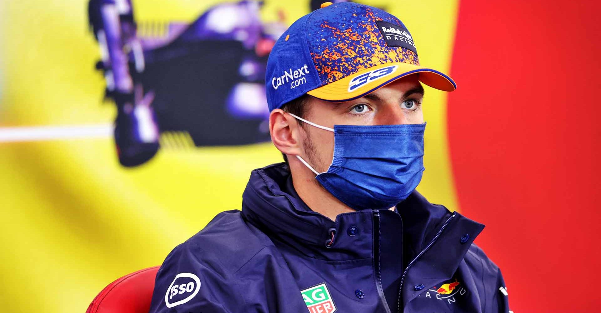 SPA, BELGIUM - AUGUST 26: Max Verstappen of Netherlands and Red Bull Racing talks in the Drivers Press Conference during previews ahead of the F1 Grand Prix of Belgium at Circuit de Spa-Francorchamps on August 26, 2021 in Spa, Belgium. (Photo by Laurent Charniaux - Pool/Getty Images)