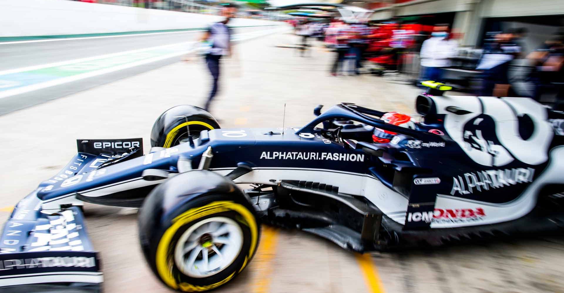 SAO PAULO, BRAZIL - NOVEMBER 12: Pierre Gasly of Scuderia AlphaTauri and France  during practice ahead of the F1 Grand Prix of Brazil at Autodromo Jose Carlos Pace on November 12, 2021 in Sao Paulo, Brazil. (Photo by Peter Fox/Getty Images)