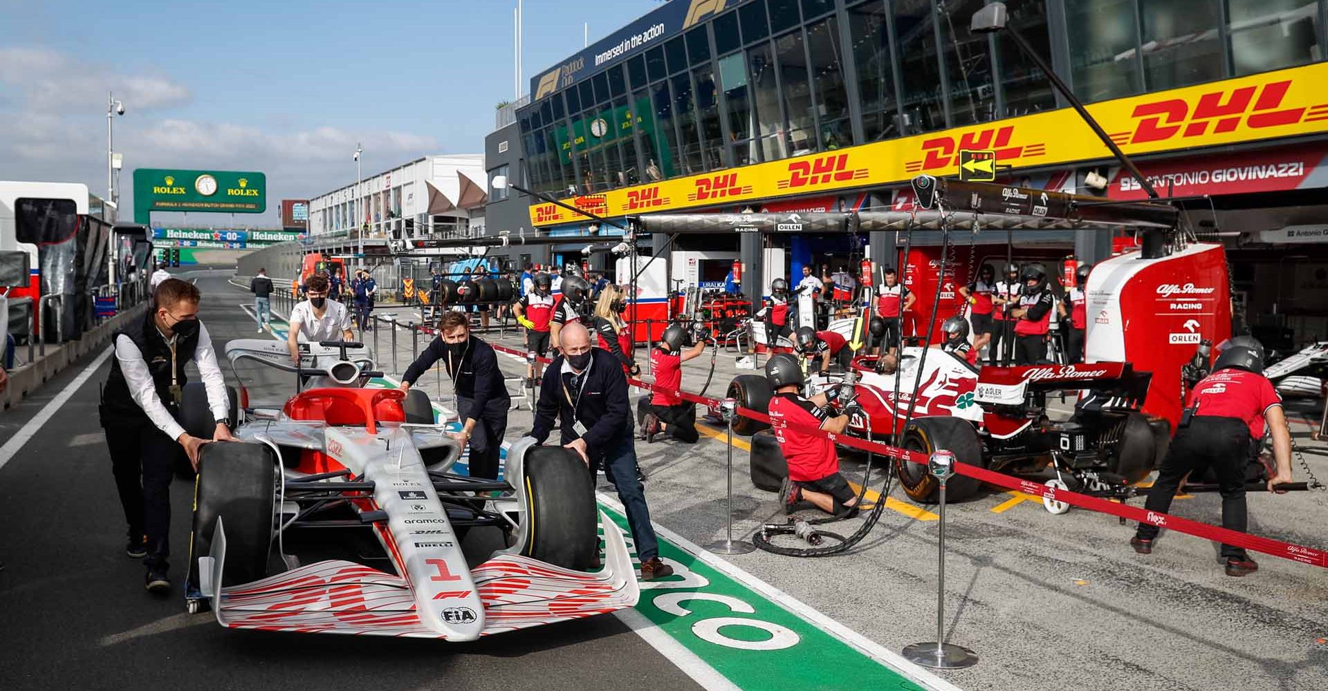 2022 showcar in the pitlane, during the Formula 1 Heineken Dutch Grand Prix 2021, 13th round of the 2021 FIA Formula One World Championship from September 3 to 5, 2021 on the Circuit Zandvoort, in Zandvoort, Netherlands - Photo Antonin Vincent / DPPI