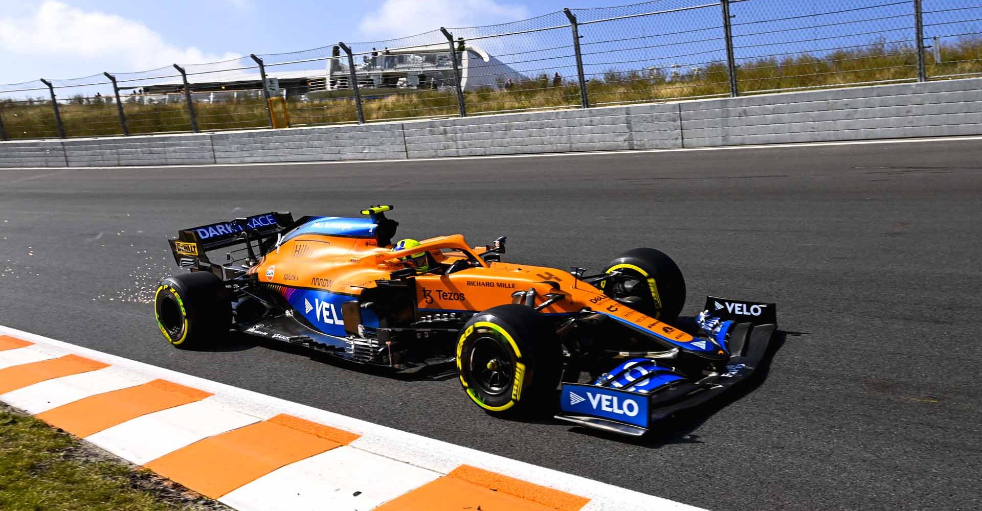 CIRCUIT ZANDVOORT, NETHERLANDS - SEPTEMBER 03: Lando Norris, McLaren MCL35M during the Dutch GP at Circuit Zandvoort on Friday September 03, 2021 in North Holland, Netherlands. (Photo by Mark Sutton / LAT Images)