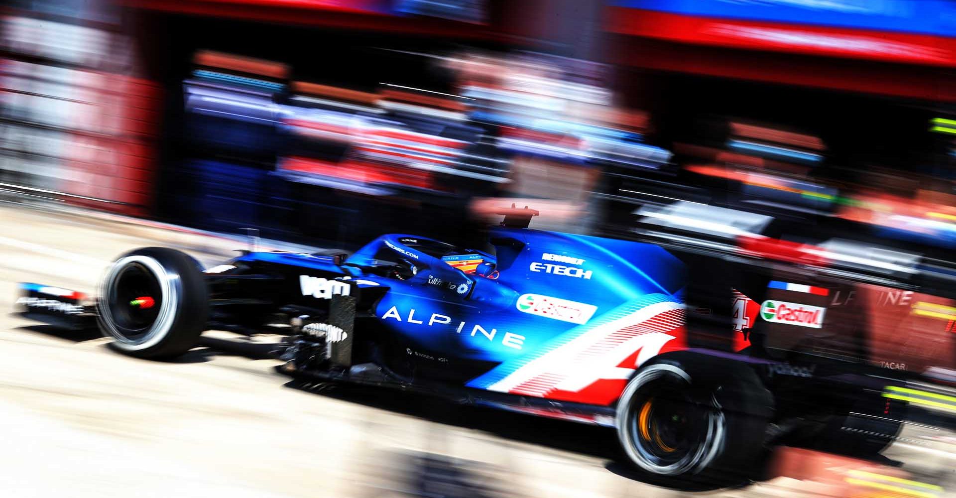 Fernando Alonso (ESP) Alpine F1 Team A521 leaves the pits.
Emilia Romagna Grand Prix, Friday 16th April 2021. Imola, Italy.