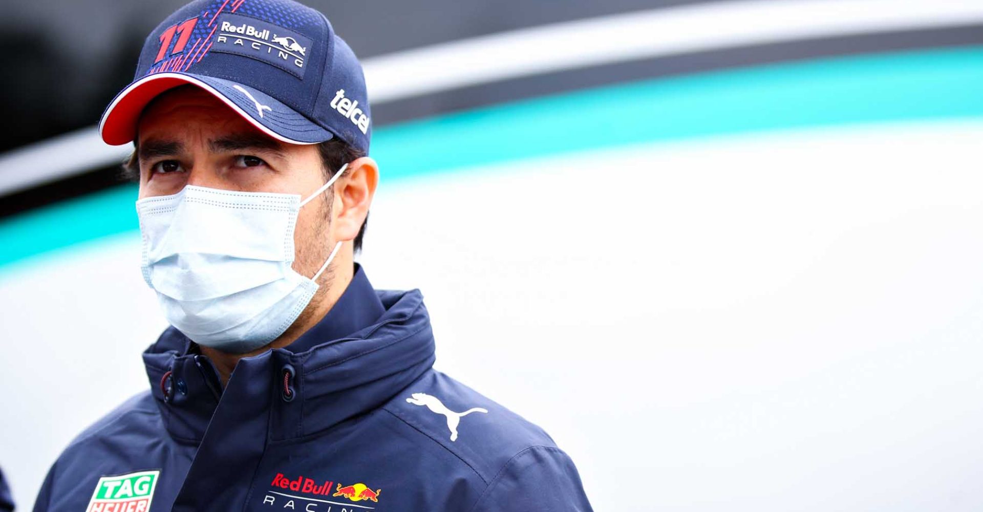 IMOLA, ITALY - APRIL 15: Sergio Perez of Mexico and Red Bull Racing looks on in the Paddock during previews ahead of the F1 Grand Prix of Emilia Romagna at Autodromo Enzo e Dino Ferrari on April 15, 2021 in Imola, Italy. (Photo by Mark Thompson/Getty Images)