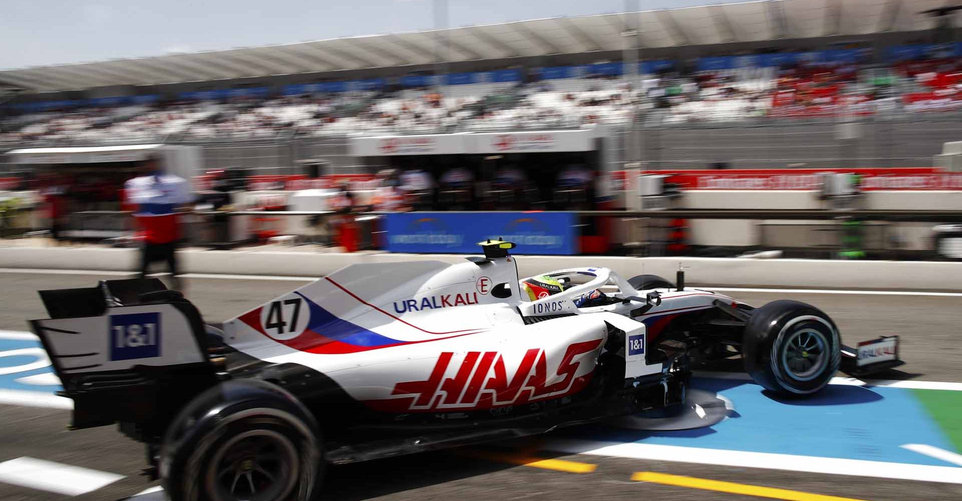 CIRCUIT PAUL RICARD, FRANCE - JUNE 18: Mick Schumacher, Haas VF-21, leaves the garage during the French GP at Circuit Paul Ricard on Friday June 18, 2021 in Le Castellet, France. (Photo by Zak Mauger / LAT Images)