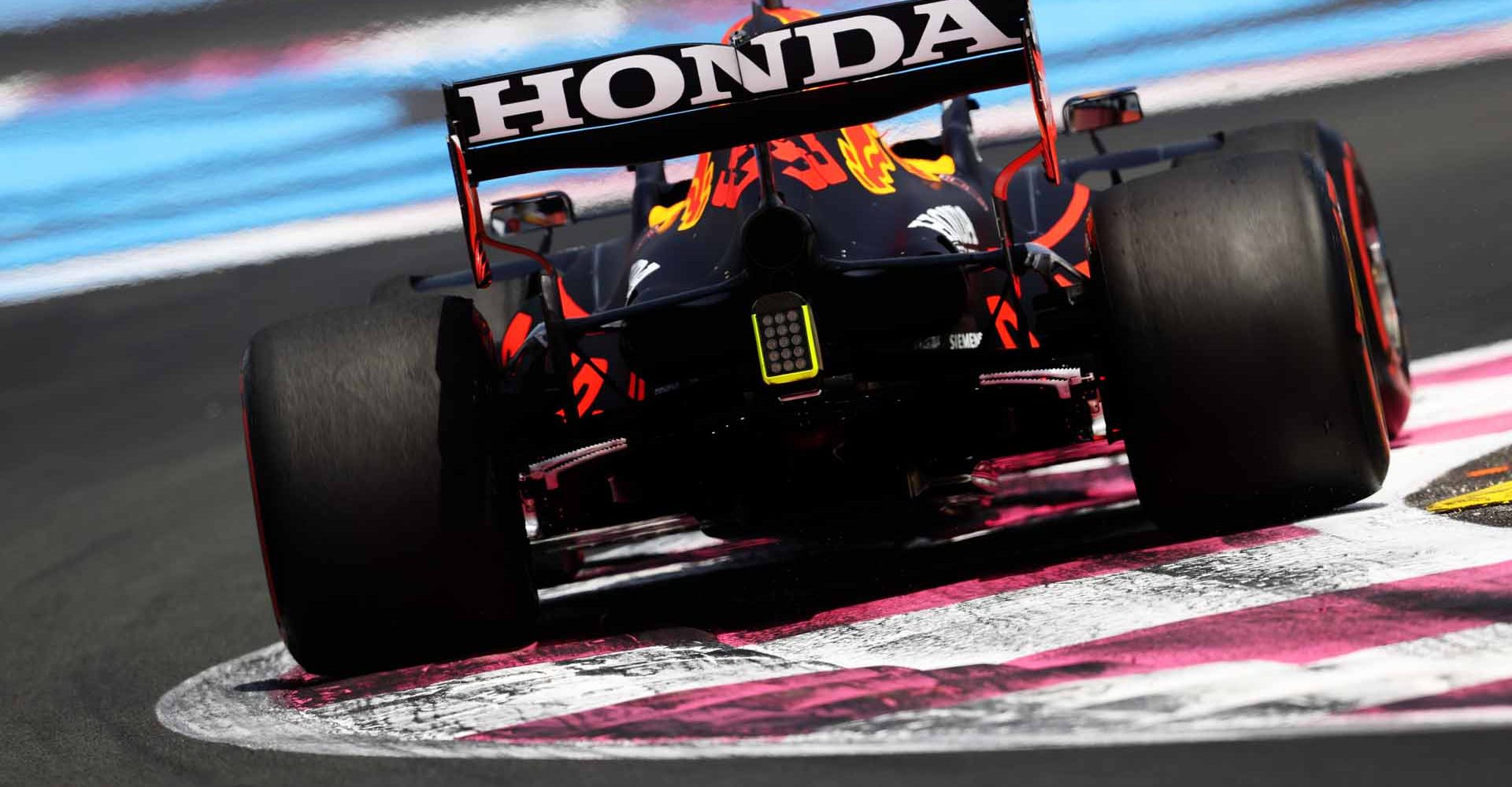 LE CASTELLET, FRANCE - JUNE 18: Max Verstappen of the Netherlands driving the (33) Red Bull Racing RB16B Honda on track during practice ahead of the F1 Grand Prix of France at Circuit Paul Ricard on June 18, 2021 in Le Castellet, France. (Photo by Clive Rose/Getty Images)