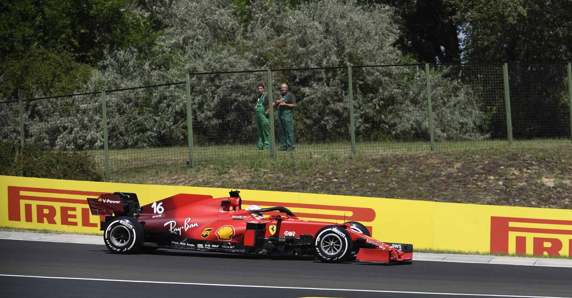 HUNGARORING, HUNGARY - JULY 30: Charles Leclerc, Ferrari SF21 during the Hungarian GP at Hungaroring on Friday July 30, 2021 in Budapest, Hungary.