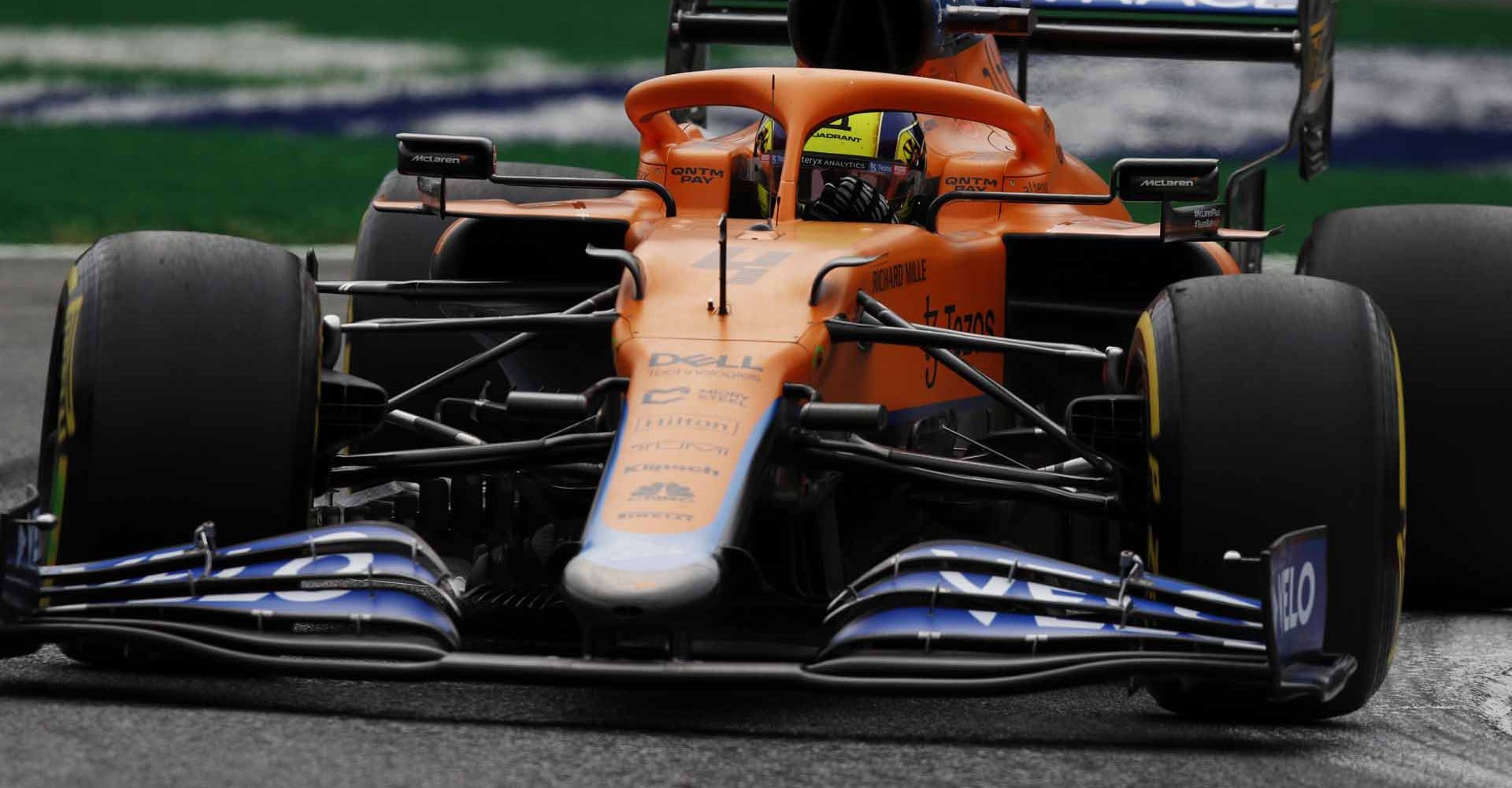 Lando Norris, McLaren MCL35M head on