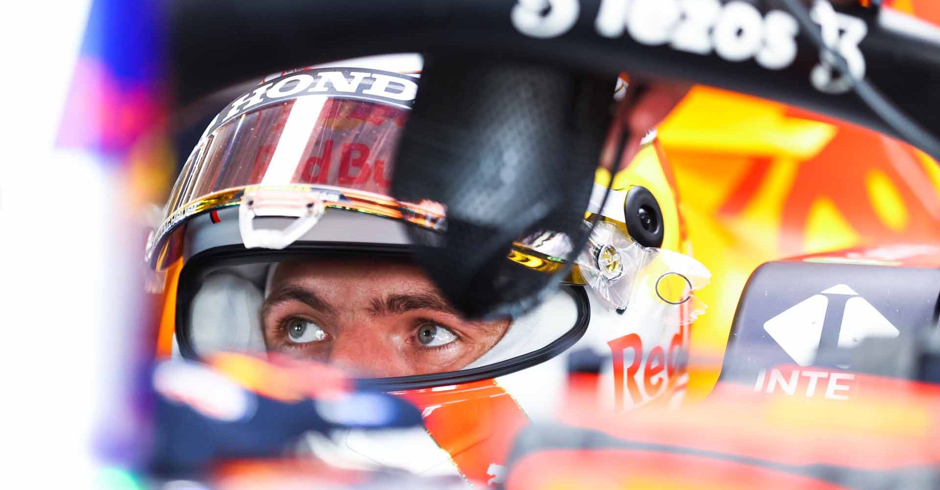 MONZA, ITALY - SEPTEMBER 10: Max Verstappen of Netherlands and Red Bull Racing prepares to drive in the garage during practice ahead of the F1 Grand Prix of Italy at Autodromo di Monza on September 10, 2021 in Monza, Italy. (Photo by Bryn Lennon/Getty Images)