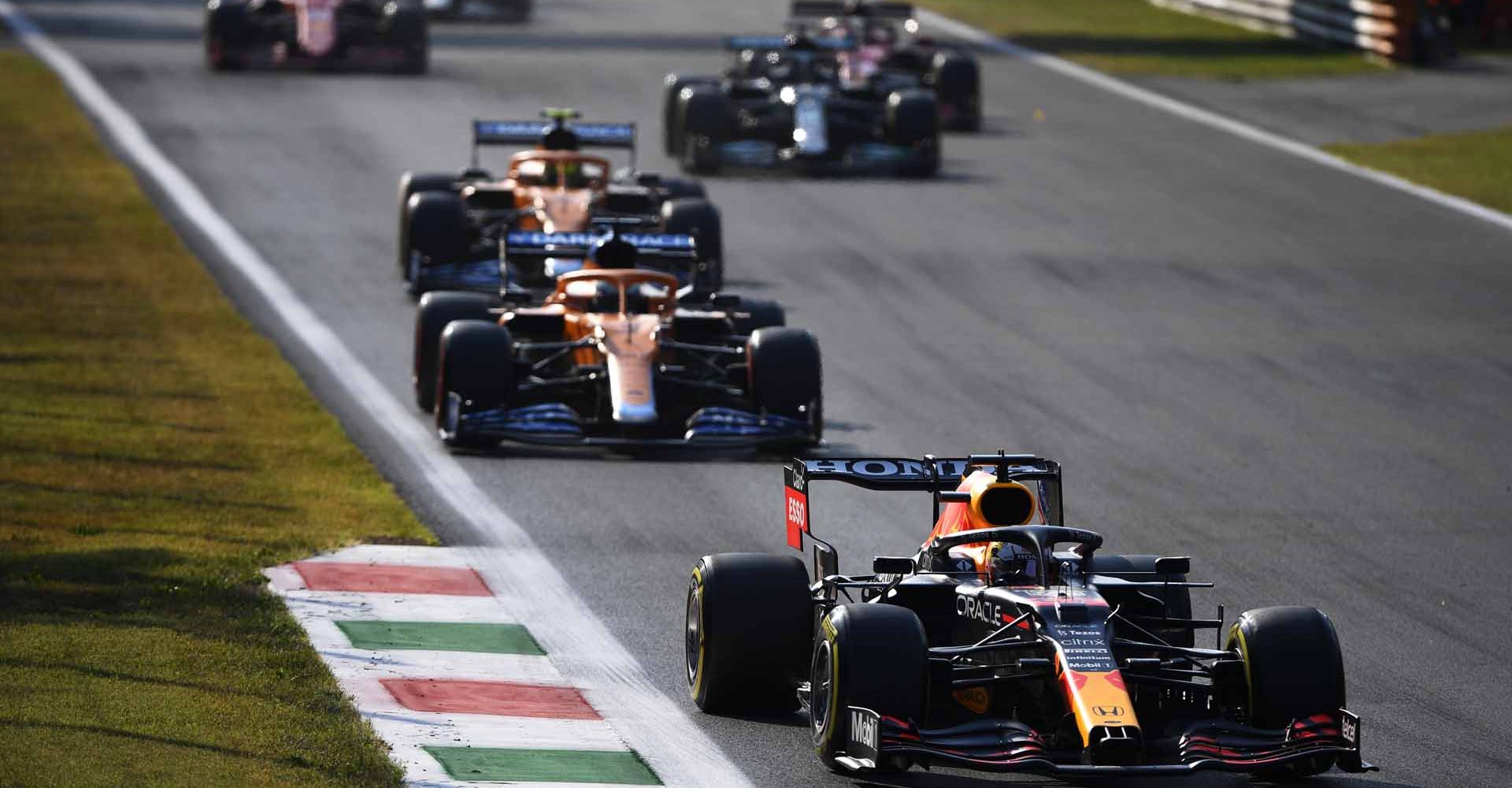 MONZA, ITALY - SEPTEMBER 11: Max Verstappen of the Netherlands driving the (33) Red Bull Racing RB16B Honda during the Sprint ahead of the F1 Grand Prix of Italy at Autodromo di Monza on September 11, 2021 in Monza, Italy. (Photo by Rudy Carezzevoli/Getty Images)