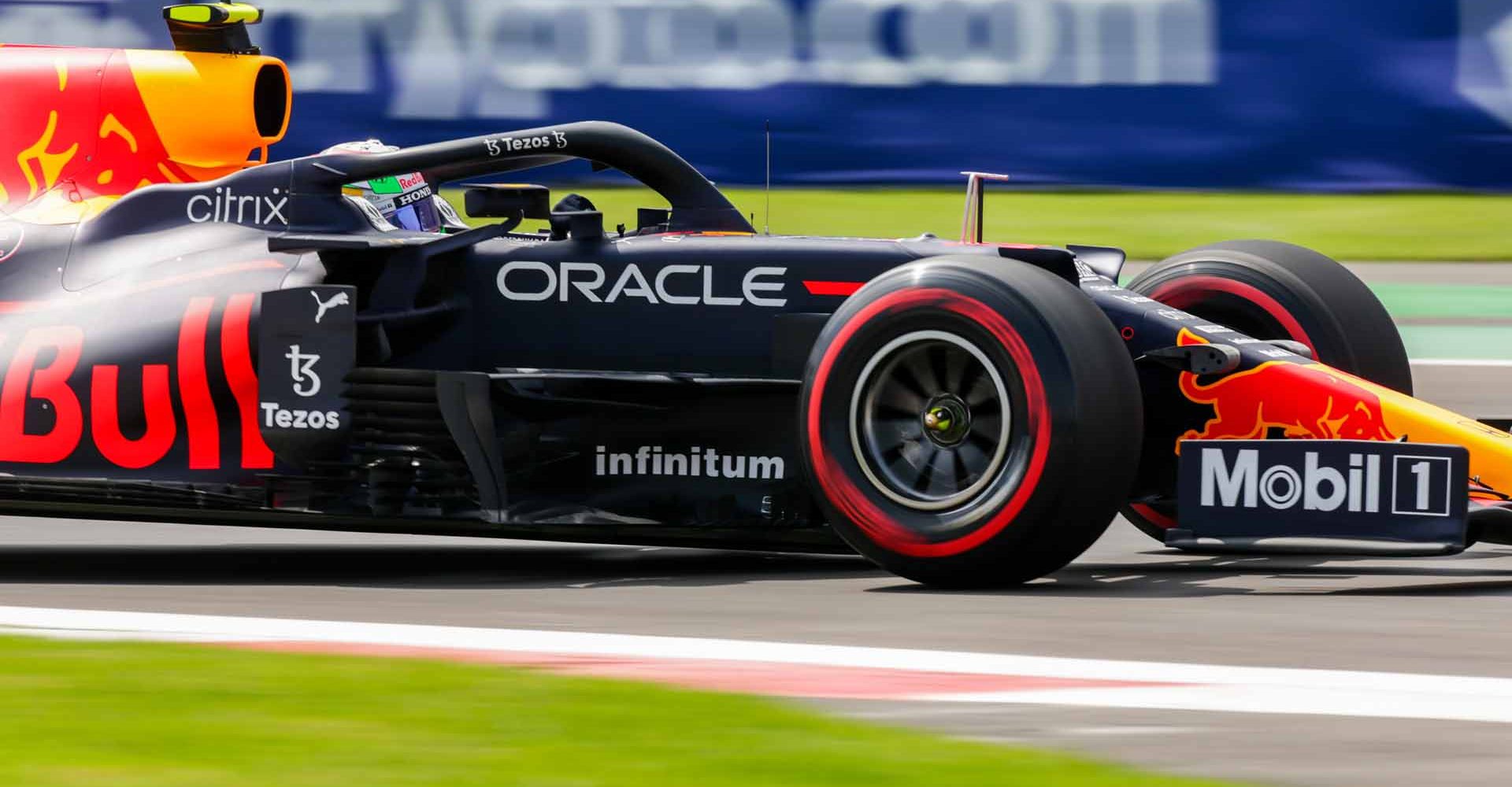 MEXICO CITY, MEXICO - NOVEMBER 05: Sergio Perez of Mexico and Red Bull Racing during practice ahead of the F1 Grand Prix of Mexico at Autodromo Hermanos Rodriguez on November 05, 2021 in Mexico City, Mexico. (Photo by Peter Fox/Getty Images)