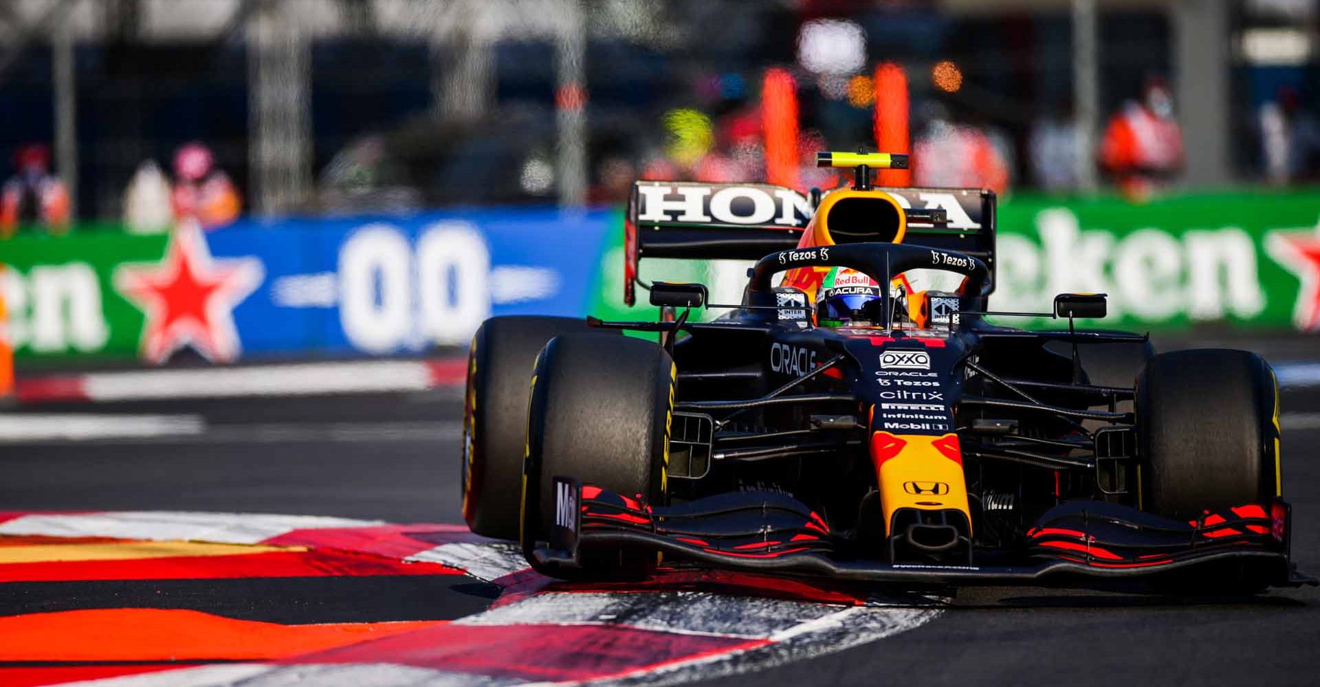 MEXICO CITY, MEXICO - NOVEMBER 05: Sergio Perez of Mexico and Red Bull Racing  during practice ahead of the F1 Grand Prix of Mexico at Autodromo Hermanos Rodriguez on November 05, 2021 in Mexico City, Mexico. (Photo by Peter Fox/Getty Images)