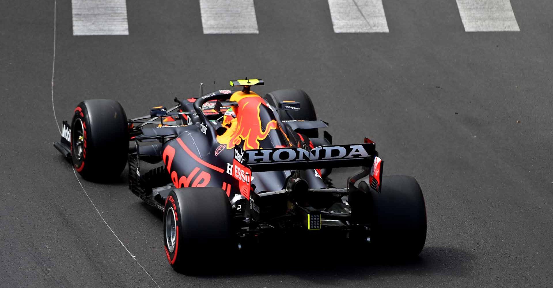 MONTE-CARLO, MONACO - MAY 23: Sergio Perez of Mexico driving the (11) Red Bull Racing RB16B Honda on track during the F1 Grand Prix of Monaco at Circuit de Monaco on May 23, 2021 in Monte-Carlo, Monaco. (Photo by Sam Bagnall/Getty Images)