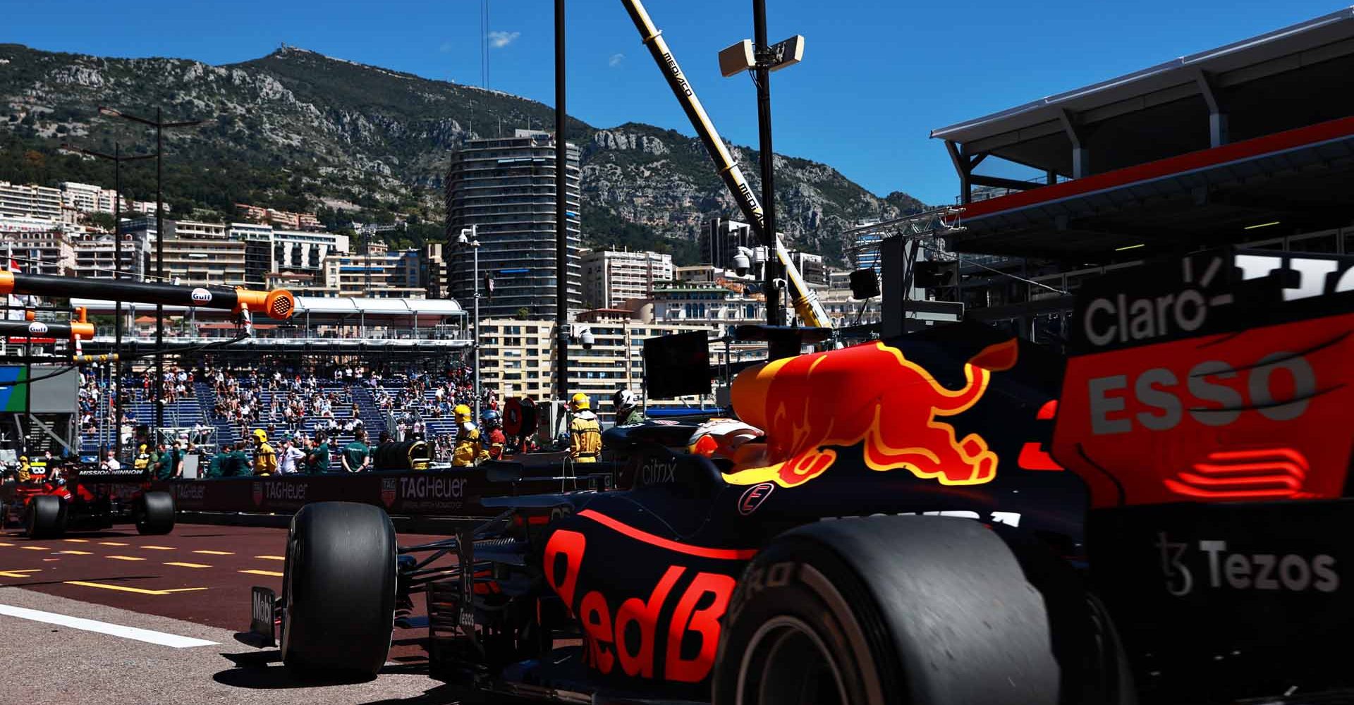 MONTE-CARLO, MONACO - MAY 20: Max Verstappen of the Netherlands driving the (33) Red Bull Racing RB16B Honda in the Pitlane  during practice ahead of the F1 Grand Prix of Monaco at Circuit de Monaco on May 20, 2021 in Monte-Carlo, Monaco. (Photo by Mark Thompson/Getty Images)