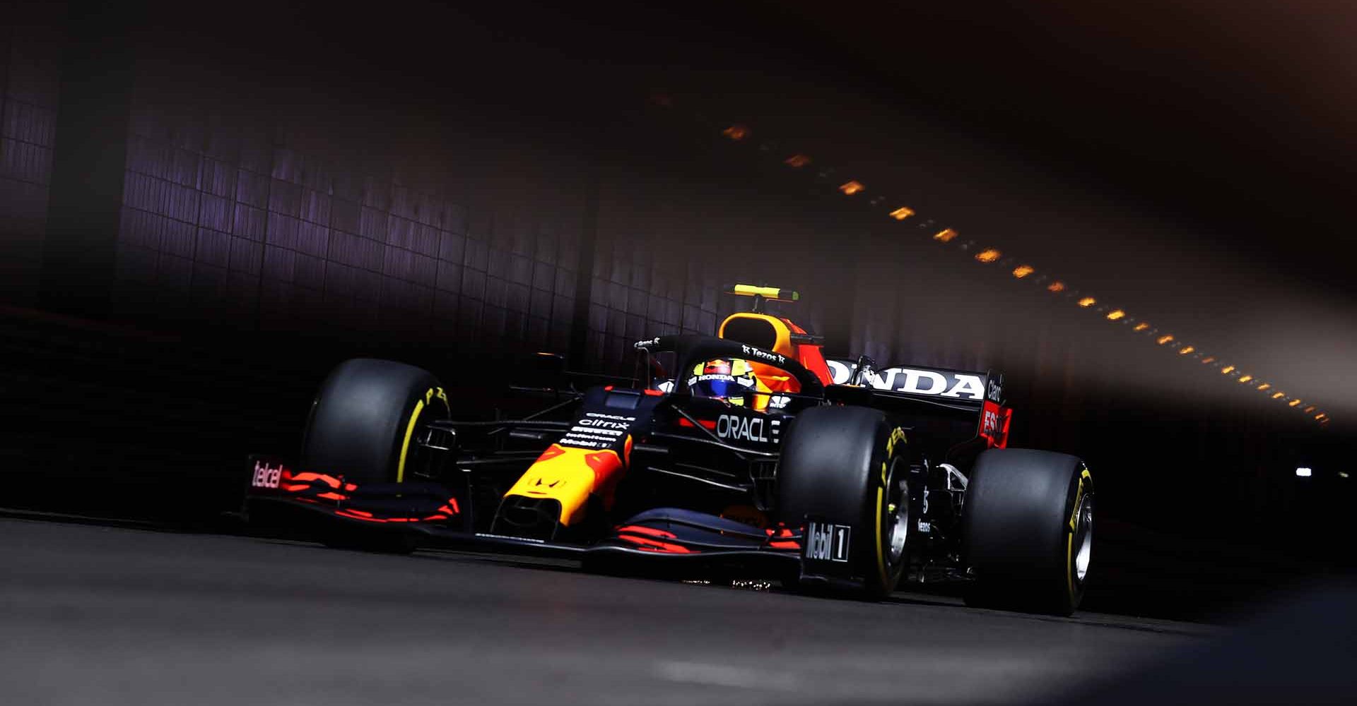 MONTE-CARLO, MONACO - MAY 20: Sergio Perez of Mexico driving the (11) Red Bull Racing RB16B Honda on track during practice ahead of the F1 Grand Prix of Monaco at Circuit de Monaco on May 20, 2021 in Monte-Carlo, Monaco. (Photo by Lars Baron/Getty Images)