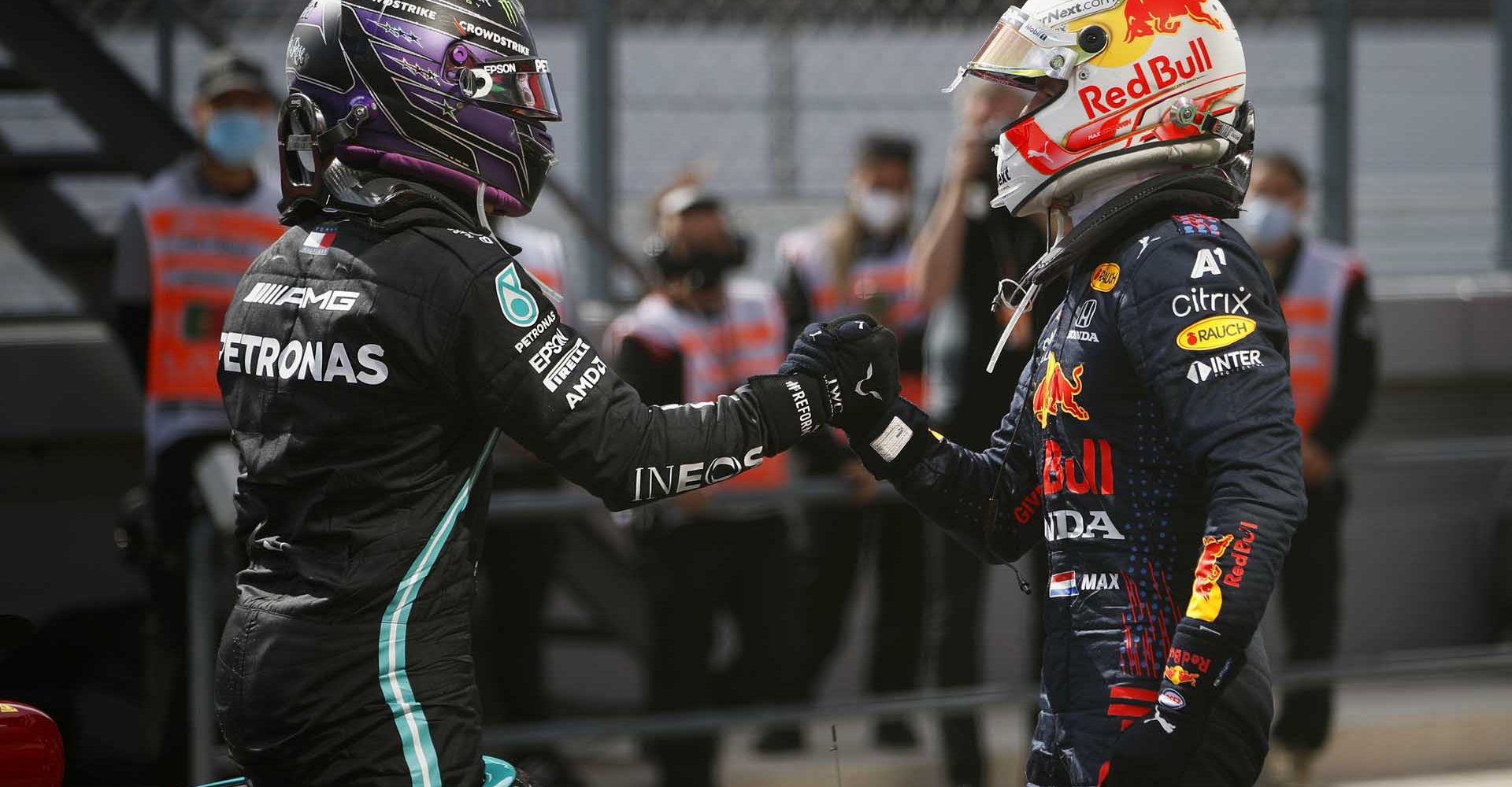 2021 Portuguese Grand Prix, Sunday - LAT Images Lewis Hamilton Max Verstappen