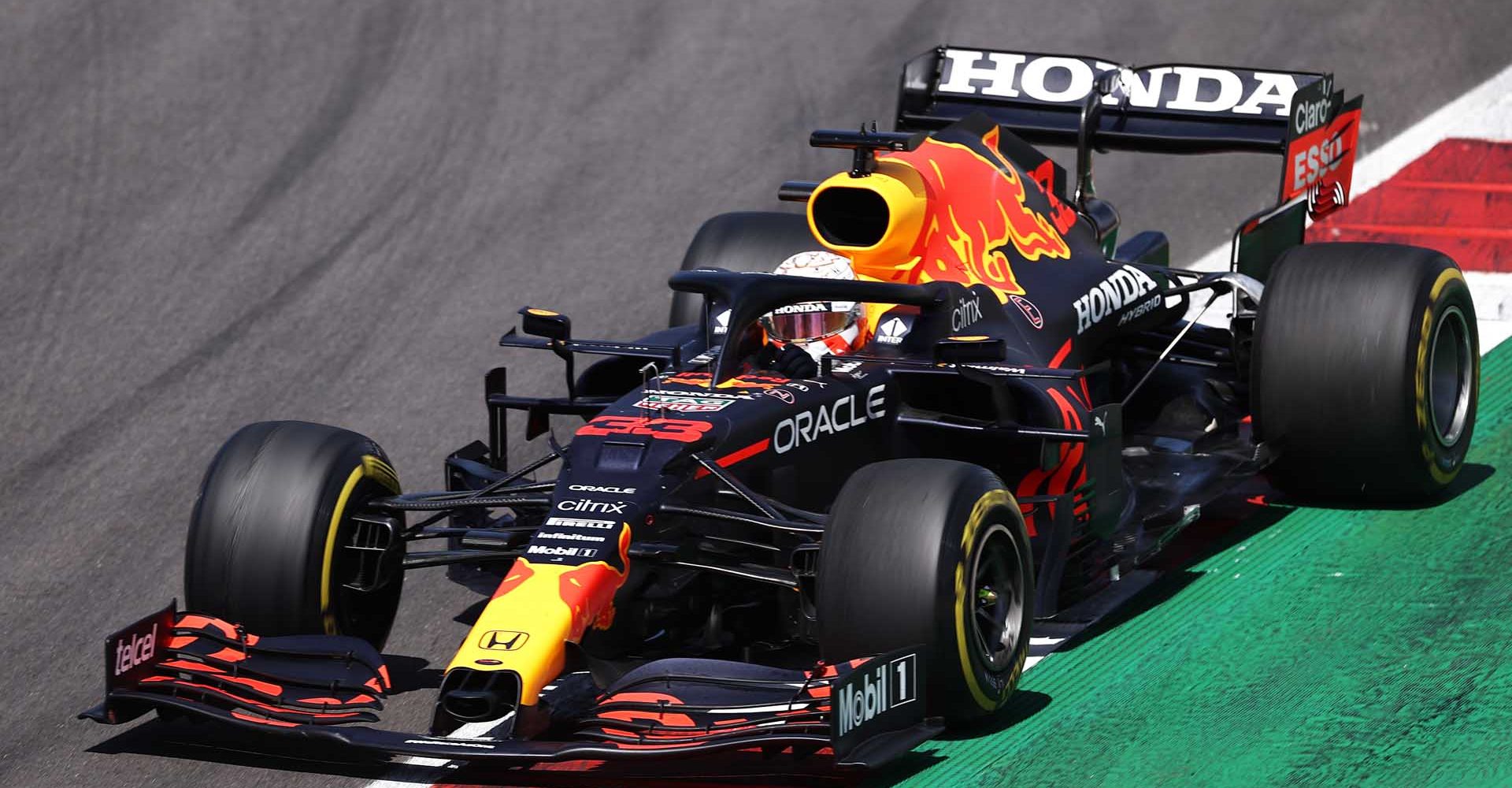 PORTIMAO, PORTUGAL - MAY 02: Max Verstappen of the Netherlands driving the (33) Red Bull Racing RB16B Honda on track during the F1 Grand Prix of Portugal at Autodromo Internacional Do Algarve on May 02, 2021 in Portimao, Portugal. (Photo by Lars Baron/Getty Images)