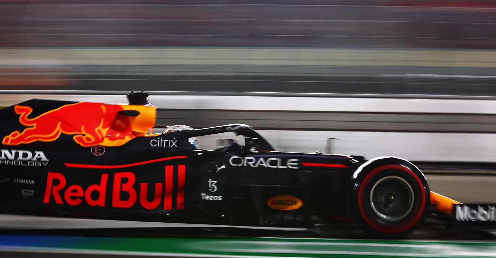 DOHA, QATAR - NOVEMBER 20: Max Verstappen of the Netherlands driving the (33) Red Bull Racing RB16B Honda in the Pitlane during qualifying ahead of the F1 Grand Prix of Qatar at Losail International Circuit on November 20, 2021 in Doha, Qatar. (Photo by Mark Thompson/Getty Images)