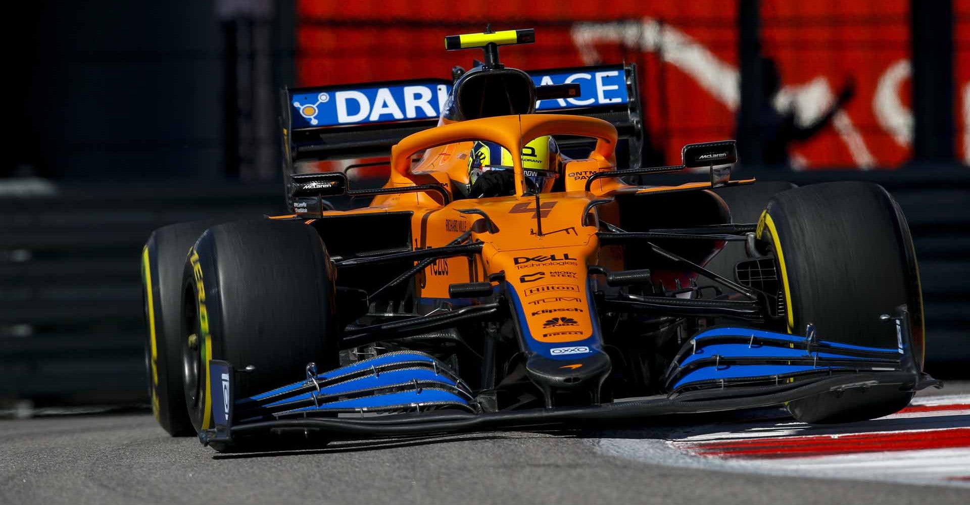 SOCHI AUTODROM, RUSSIAN FEDERATION - SEPTEMBER 24: Lando Norris, McLaren MCL35M during the Russian GP  at Sochi Autodrom on Friday September 24, 2021 in Sochi, Russian Federation. (Photo by Zak Mauger / LAT Images)