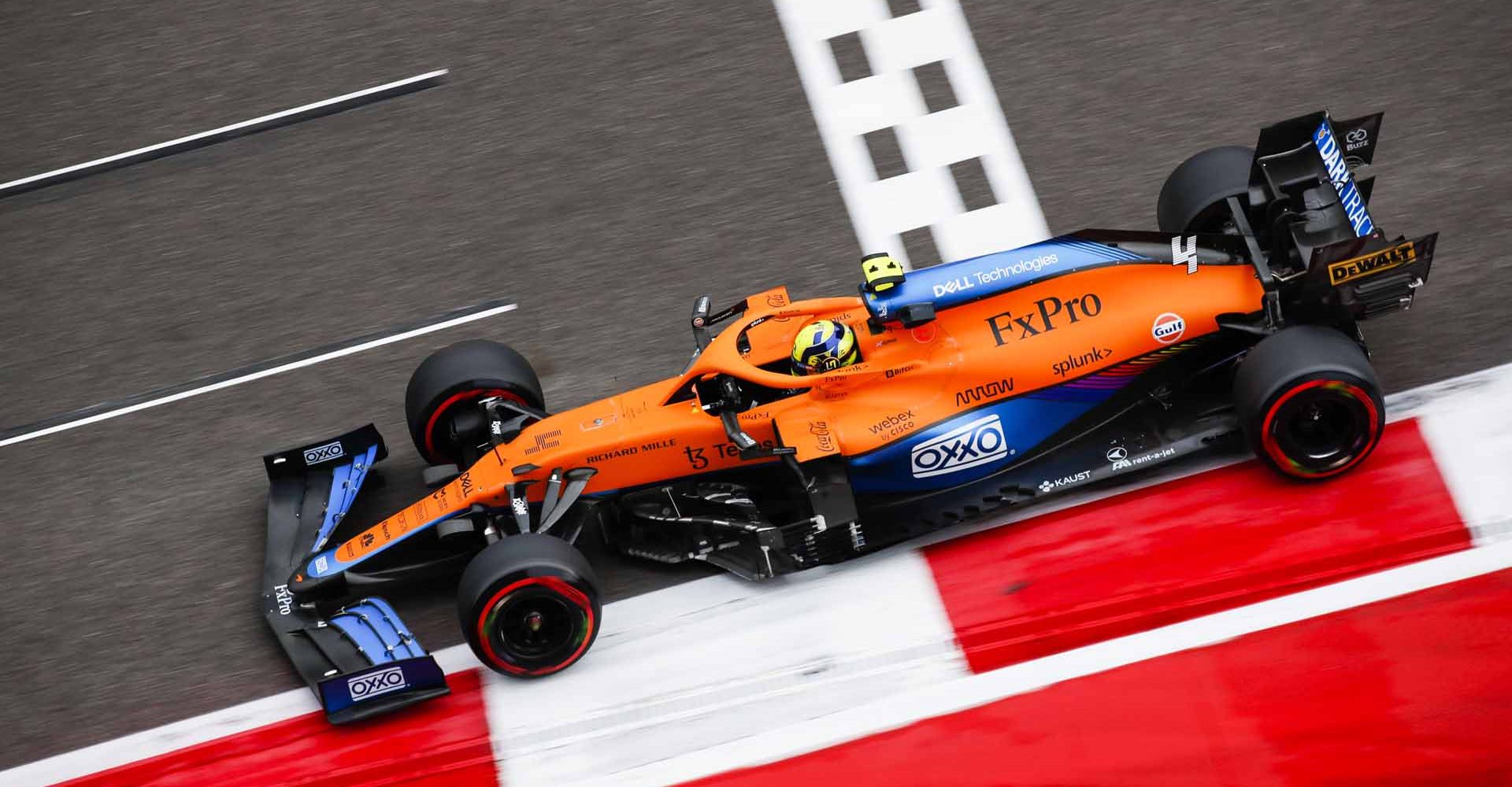 Lando Norris, McLaren MCL35M from above