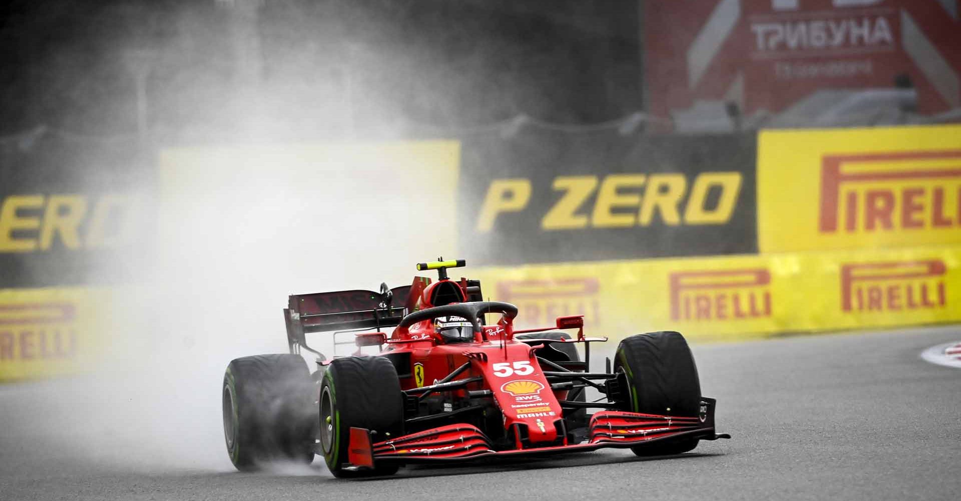 Carlos Sainz Ferrari Pirelli rain wet