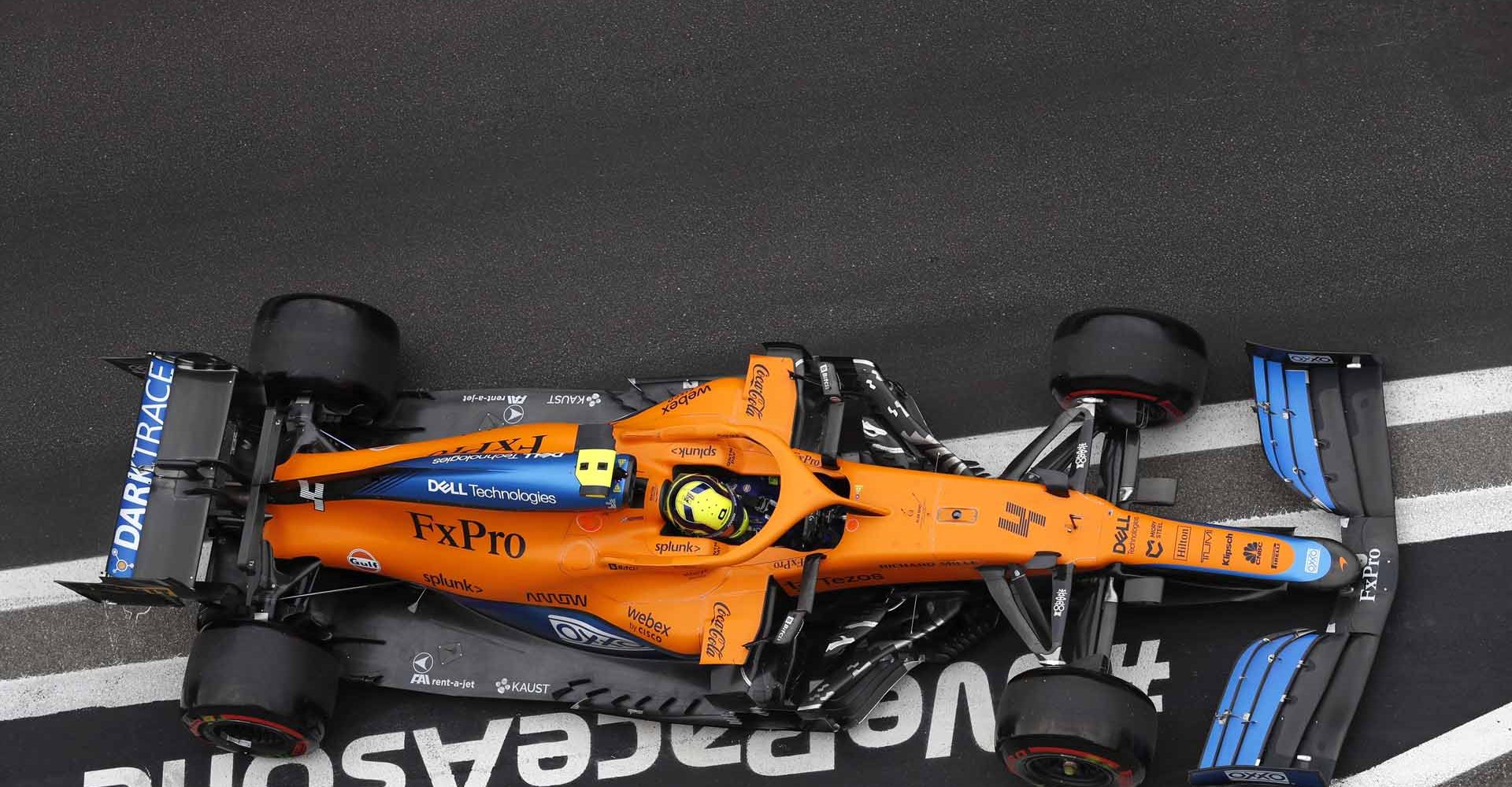 Lando Norris, McLaren MCL35M from above