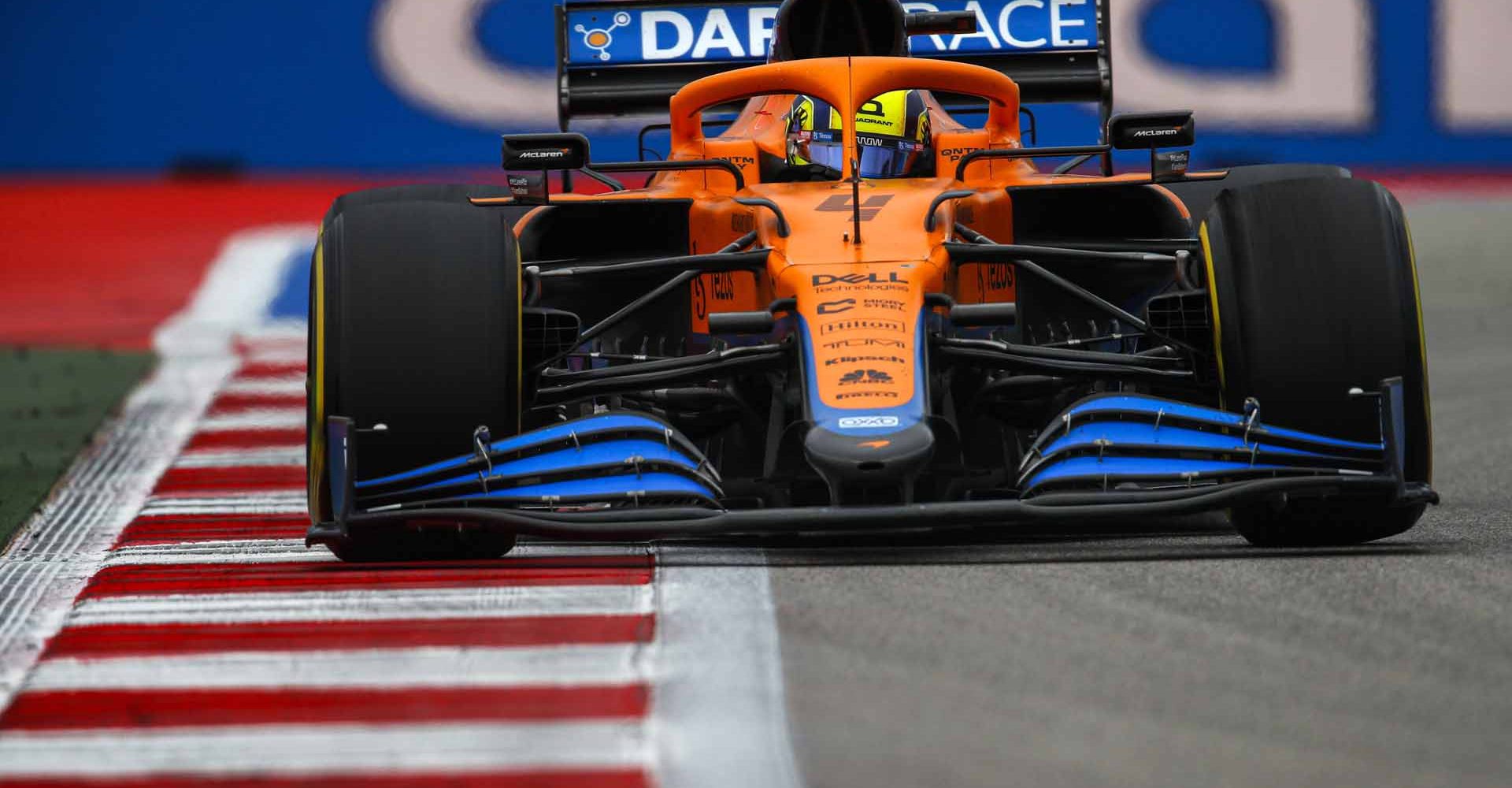 Lando Norris, McLaren MCL35M front on