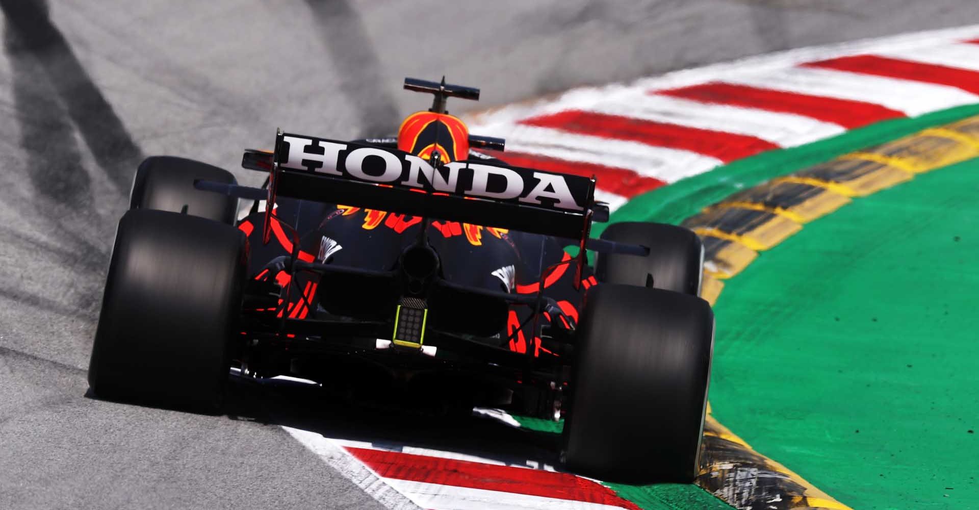 BARCELONA, SPAIN - MAY 07: Max Verstappen of the Netherlands driving the (33) Red Bull Racing RB16B Honda on track during practice for the F1 Grand Prix of Spain at Circuit de Barcelona-Catalunya on May 07, 2021 in Barcelona, Spain. (Photo by Lars Baron/Getty Images)