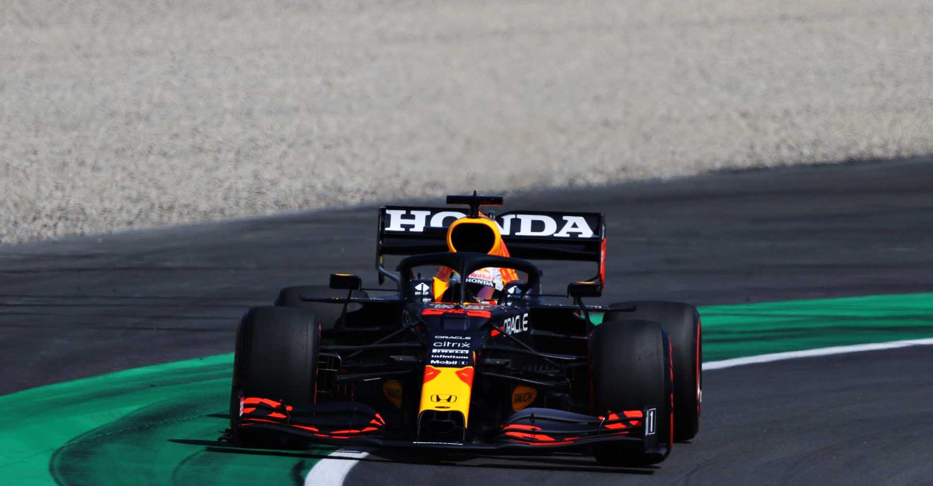 BARCELONA, SPAIN - MAY 07: Max Verstappen of the Netherlands driving the (33) Red Bull Racing RB16B Honda on track during practice for the F1 Grand Prix of Spain at Circuit de Barcelona-Catalunya on May 07, 2021 in Barcelona, Spain. (Photo by Bryn Lennon/Getty Images)