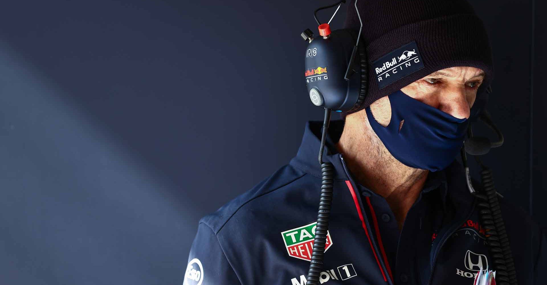 ISTANBUL, TURKEY - OCTOBER 08: Adrian Newey, the Chief Technical Officer of Red Bull Racing looks on in the garage during practice ahead of the F1 Grand Prix of Turkey at Intercity Istanbul Park on October 08, 2021 in Istanbul, Turkey. (Photo by Mark Thompson/Getty Images)