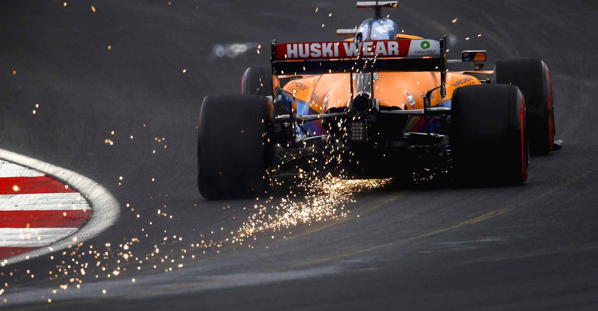 Daniel Ricciardo, McLaren MCL35M exit of corner