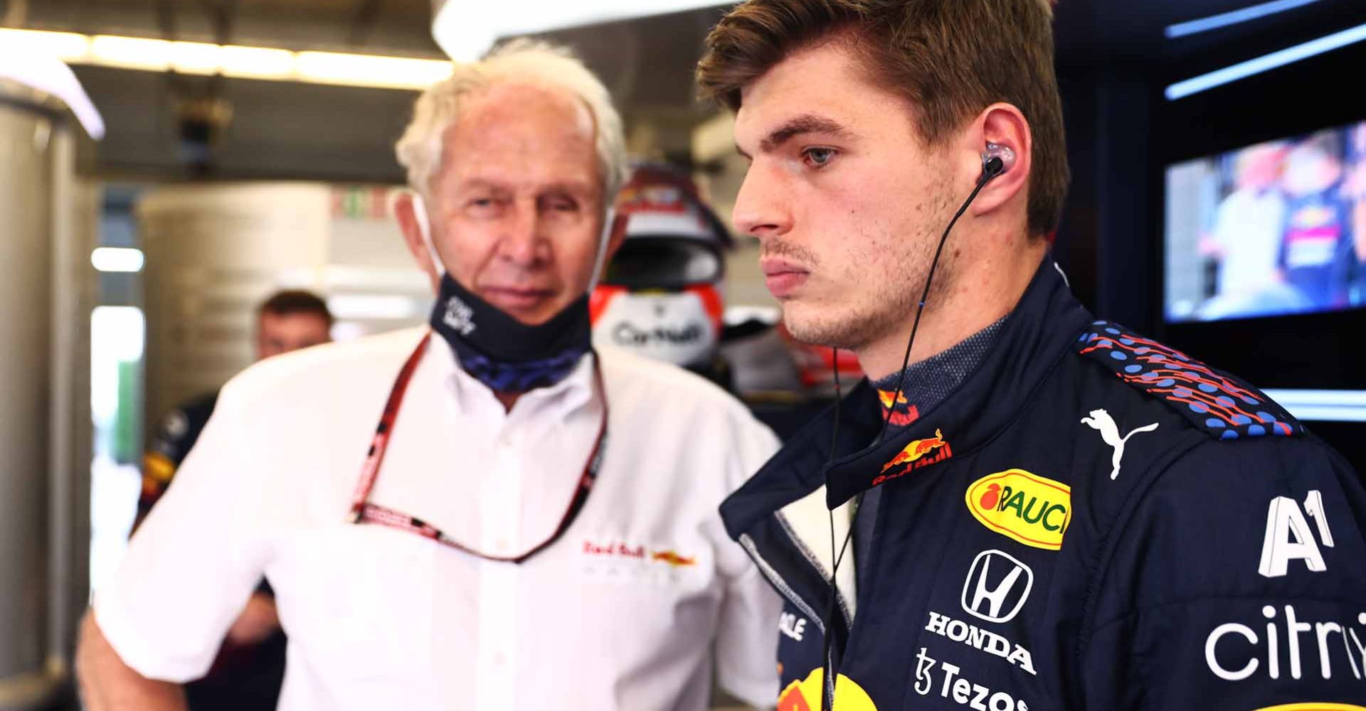 AUSTIN, TEXAS - OCTOBER 23: Max Verstappen of Netherlands and Red Bull Racing prepares to drive in the garage during qualifying ahead of the F1 Grand Prix of USA at Circuit of The Americas on October 23, 2021 in Austin, Texas. (Photo by Mark Thompson/Getty Images)