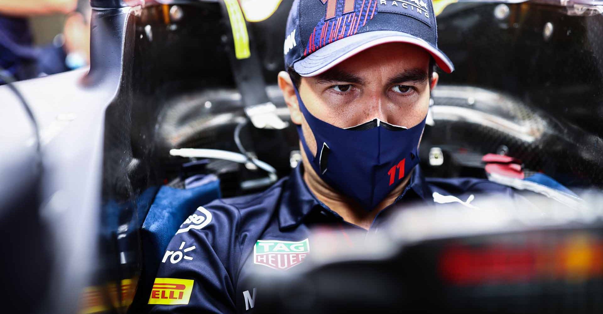 AUSTIN, TEXAS - OCTOBER 21: Sergio Perez of Mexico and Red Bull Racing has a seat fitting in the garage during previews ahead of the F1 Grand Prix of USA at Circuit of The Americas on October 21, 2021 in Austin, Texas. (Photo by Mark Thompson/Getty Images)