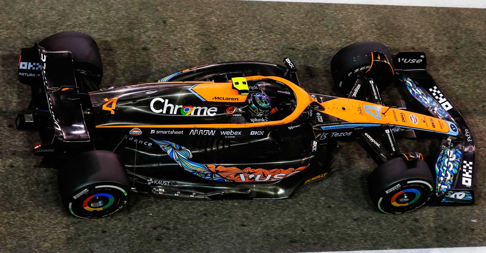 Lando Norris, McLaren MCL36 from above