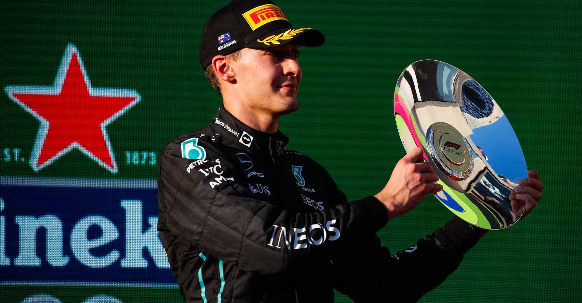 2022 Australian Grand Prix, Sunday - LAT Images George Russell podium