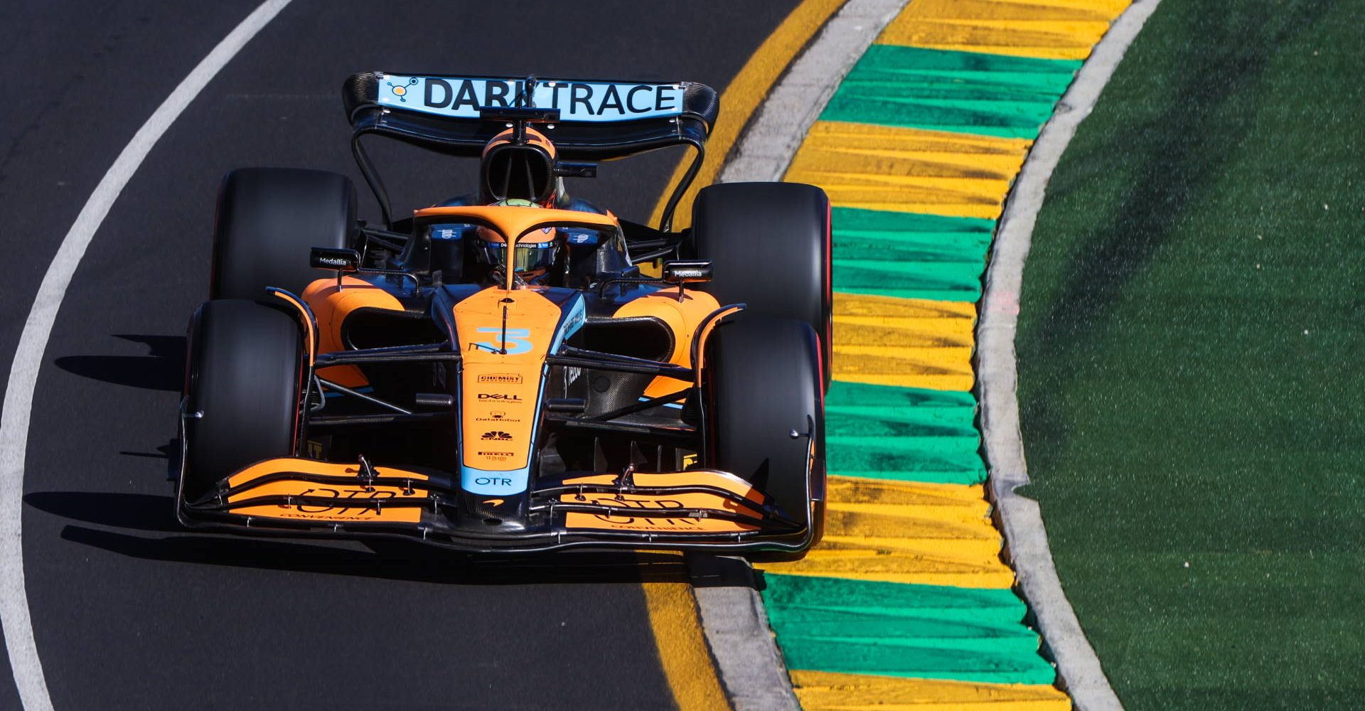 Daniel Ricciardo, McLaren MCL36, in a corner