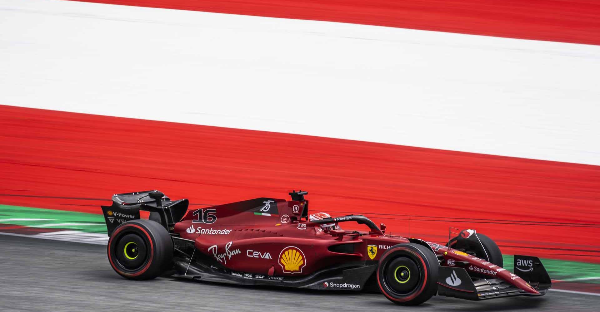 Charles Leclerc races during the FIA Formula One World Championship 2022 in Spielberg, Austria on July 9, 2022