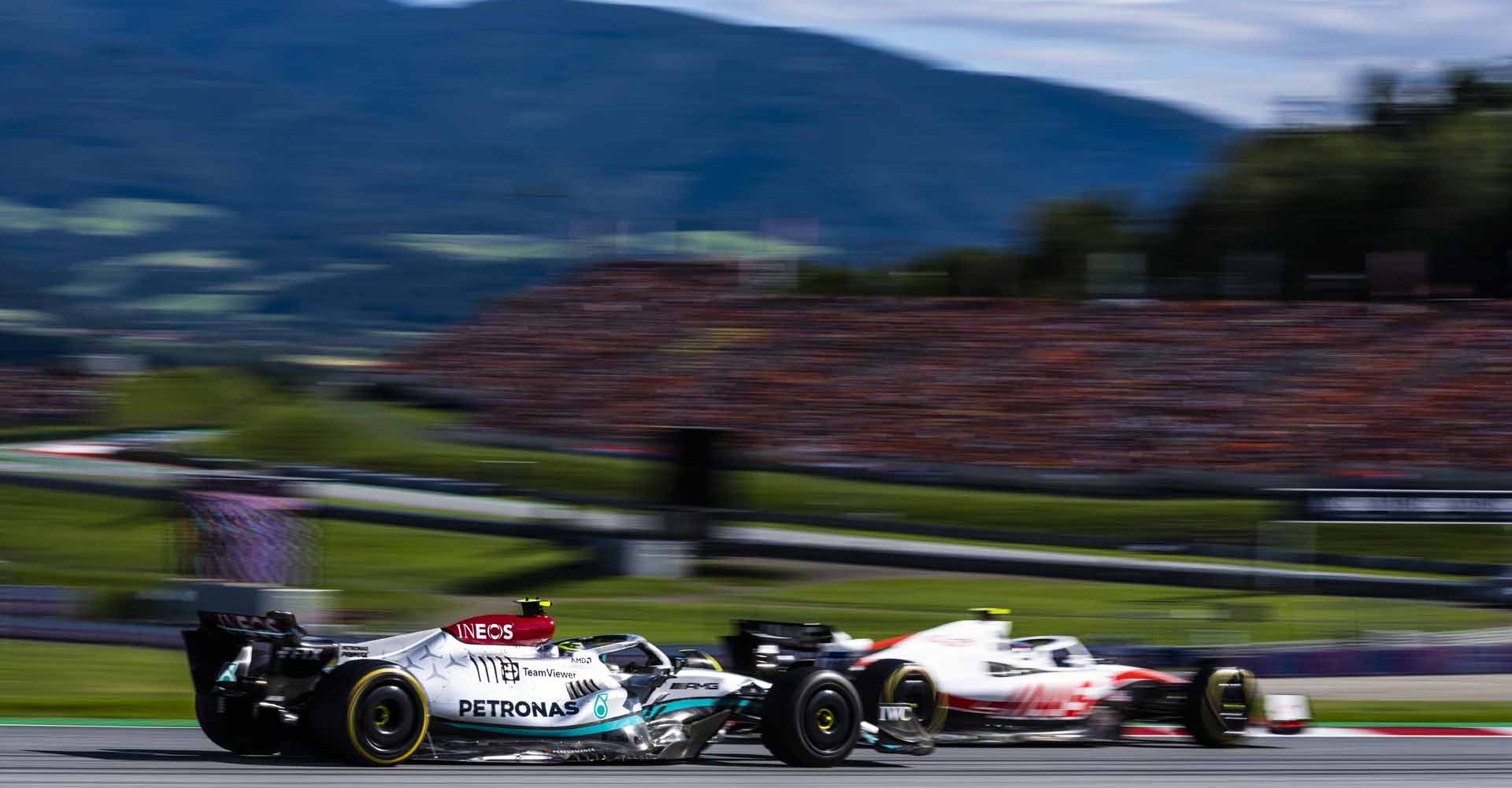 Lewis Hamilton races during the FIA Formula One World Championship 2022 in Spielberg, Austria on July 9, 2022