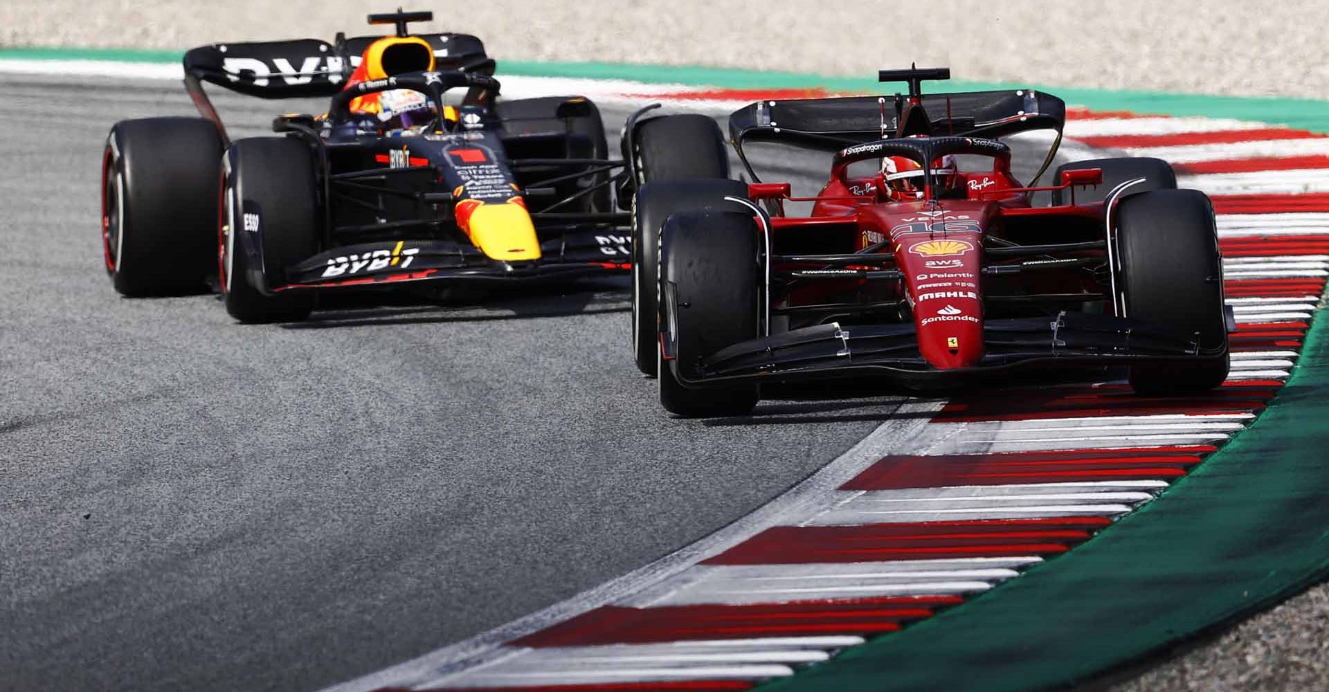 Charles Leclerc Ferrari, Max Verstappen Red Bull