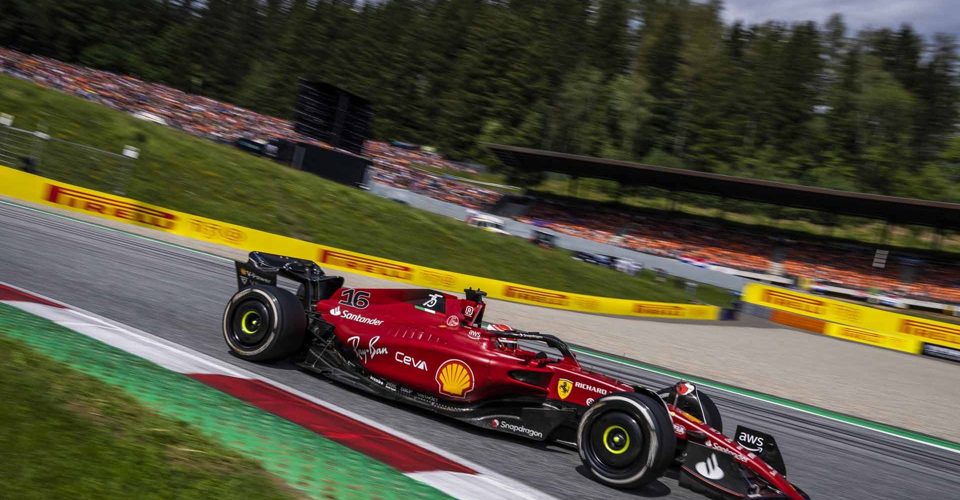 Charles Leclerc races during the FIA Formula One World Championship 2022 in Spielberg, Austria on July 10, 2022