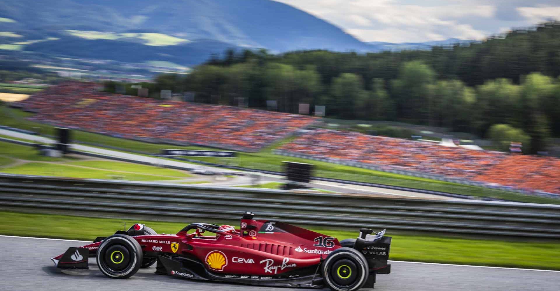 Charles Leclerc races during the FIA Formula One World Championship 2022 in Spielberg, Austria on July 10, 2022