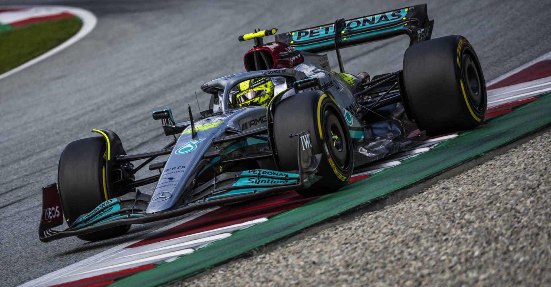 Lewis Hamilton races during the FIA Formula One World Championship 2022 in Spielberg, Austria on July 10, 2022